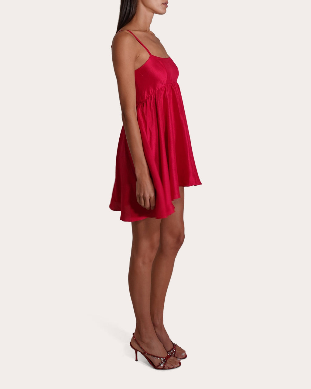 Rachel Gathered-Waist Silk Mini Dress
