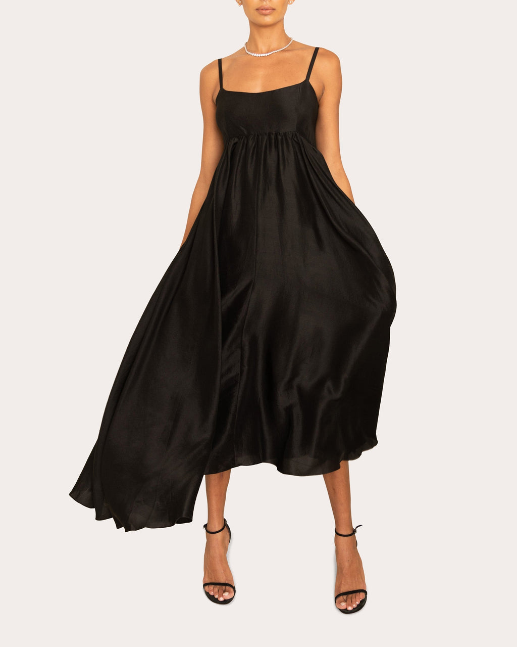 Rachel Gathered-Waist Silk Midi Dress