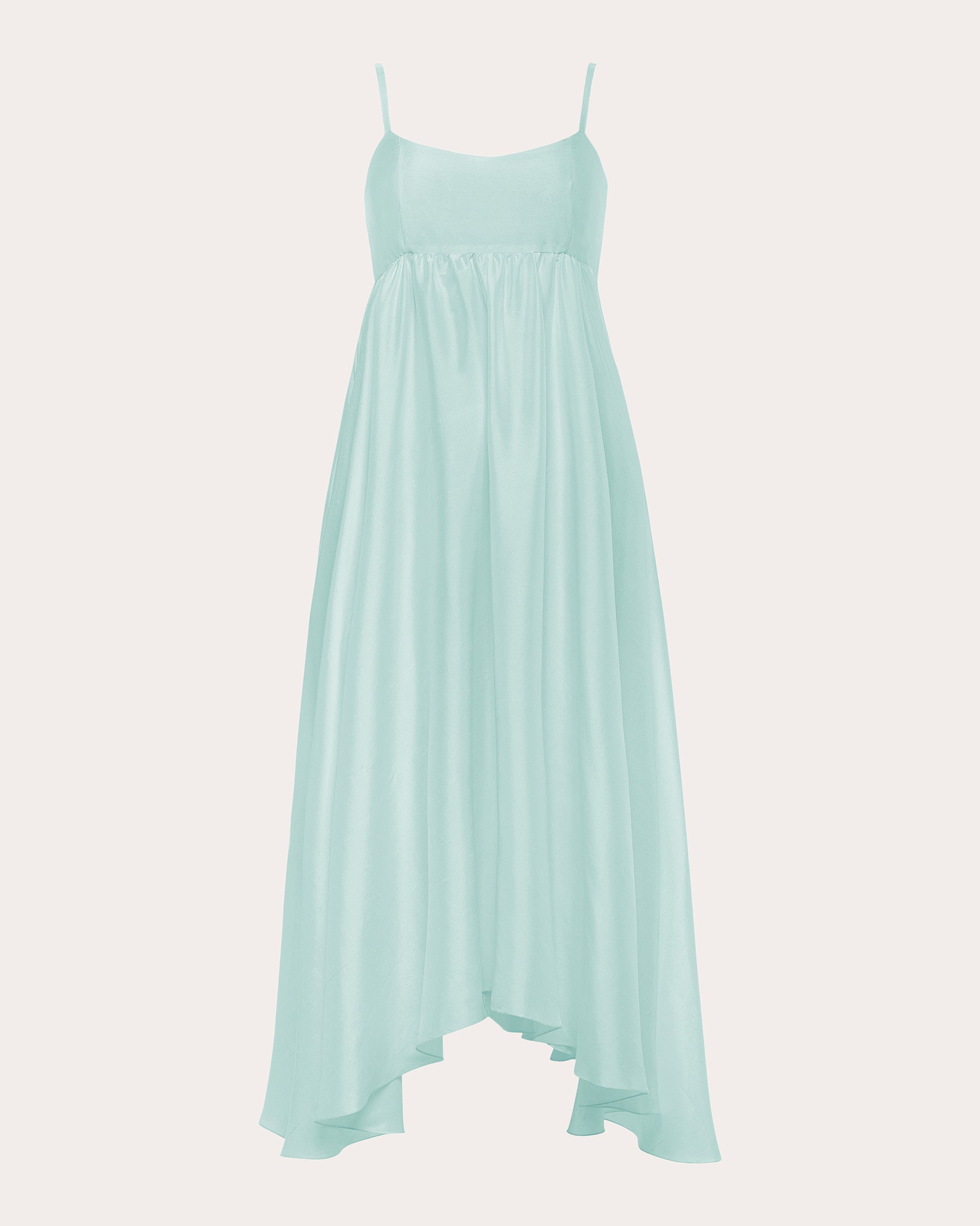 Rachel Gathered-Waist Silk Midi Dress