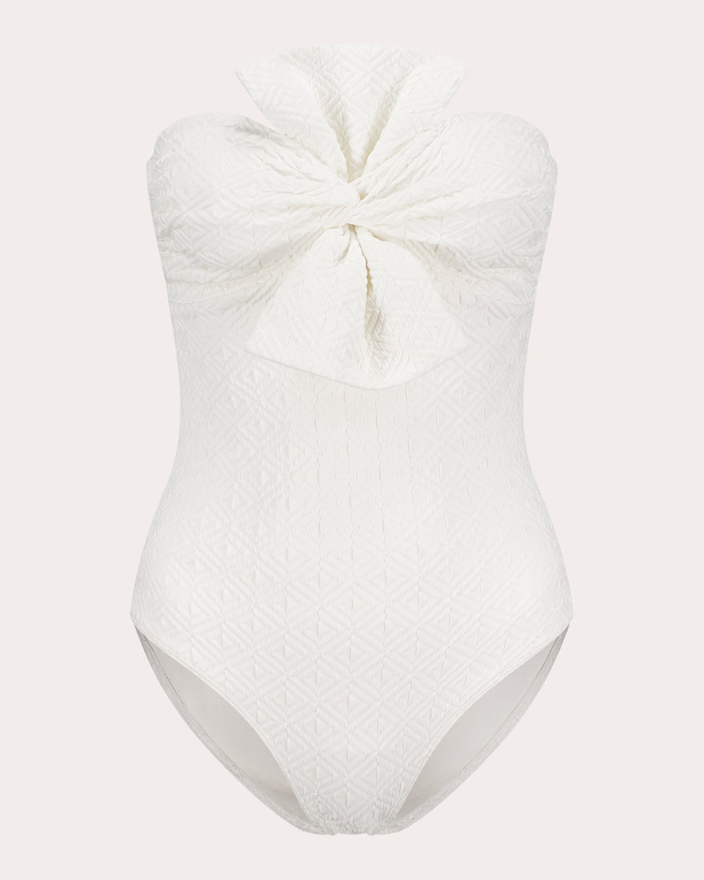 Raquel Bow-Detail Jacquard Bandeau Swimsuit
