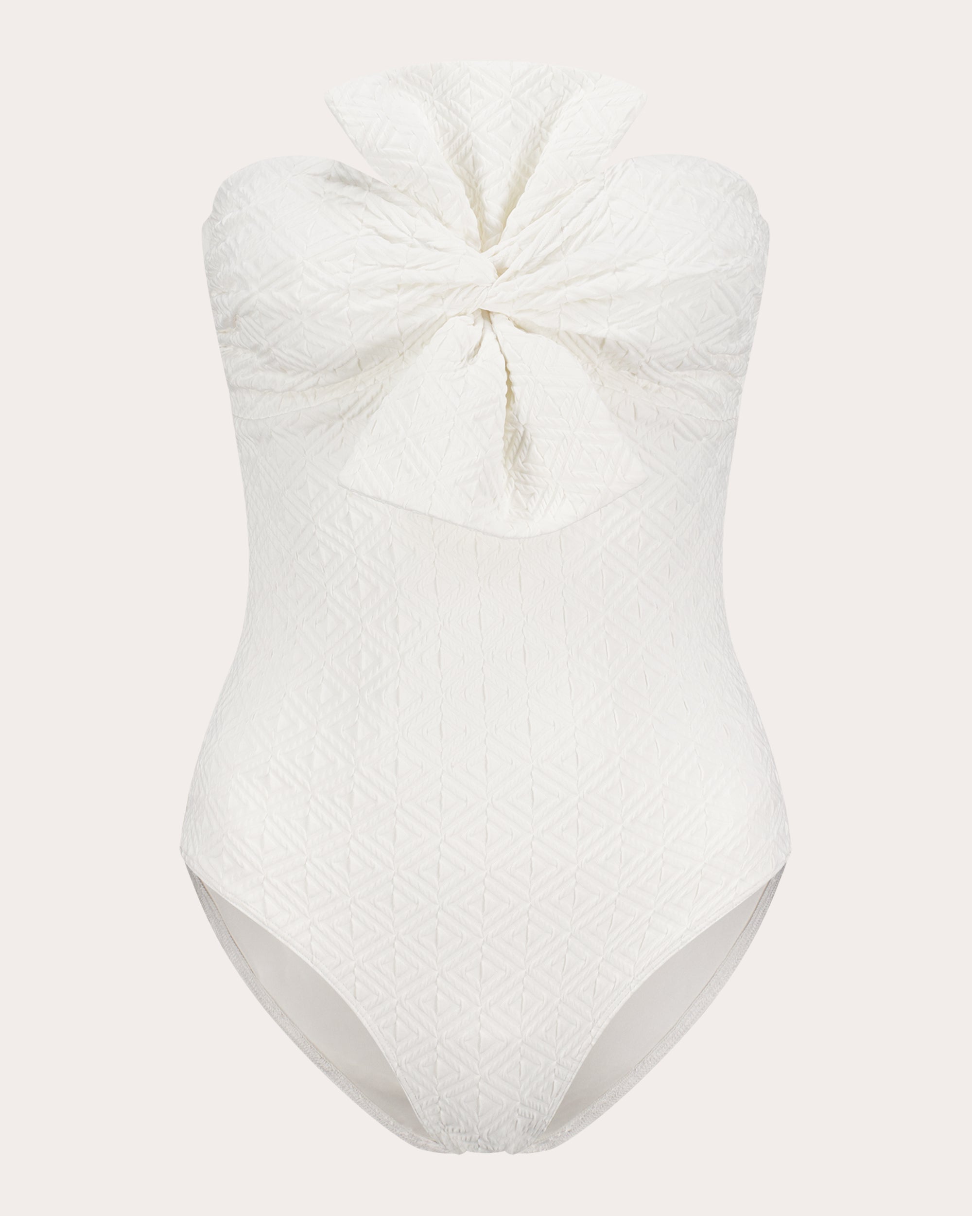 Raquel Bow-Detail Jacquard Bandeau Swimsuit