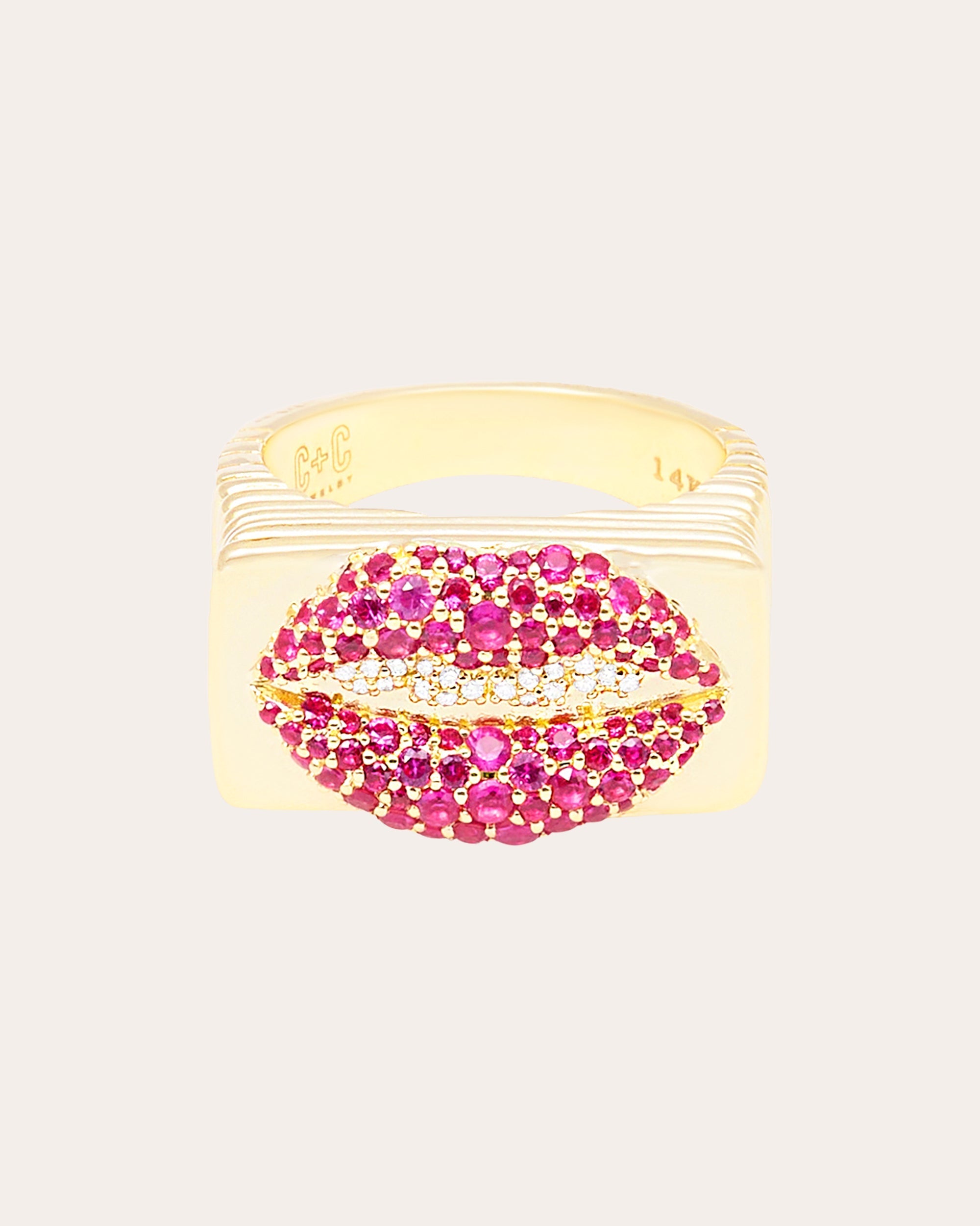 Juju Lips 14K Gold Ruby Ring