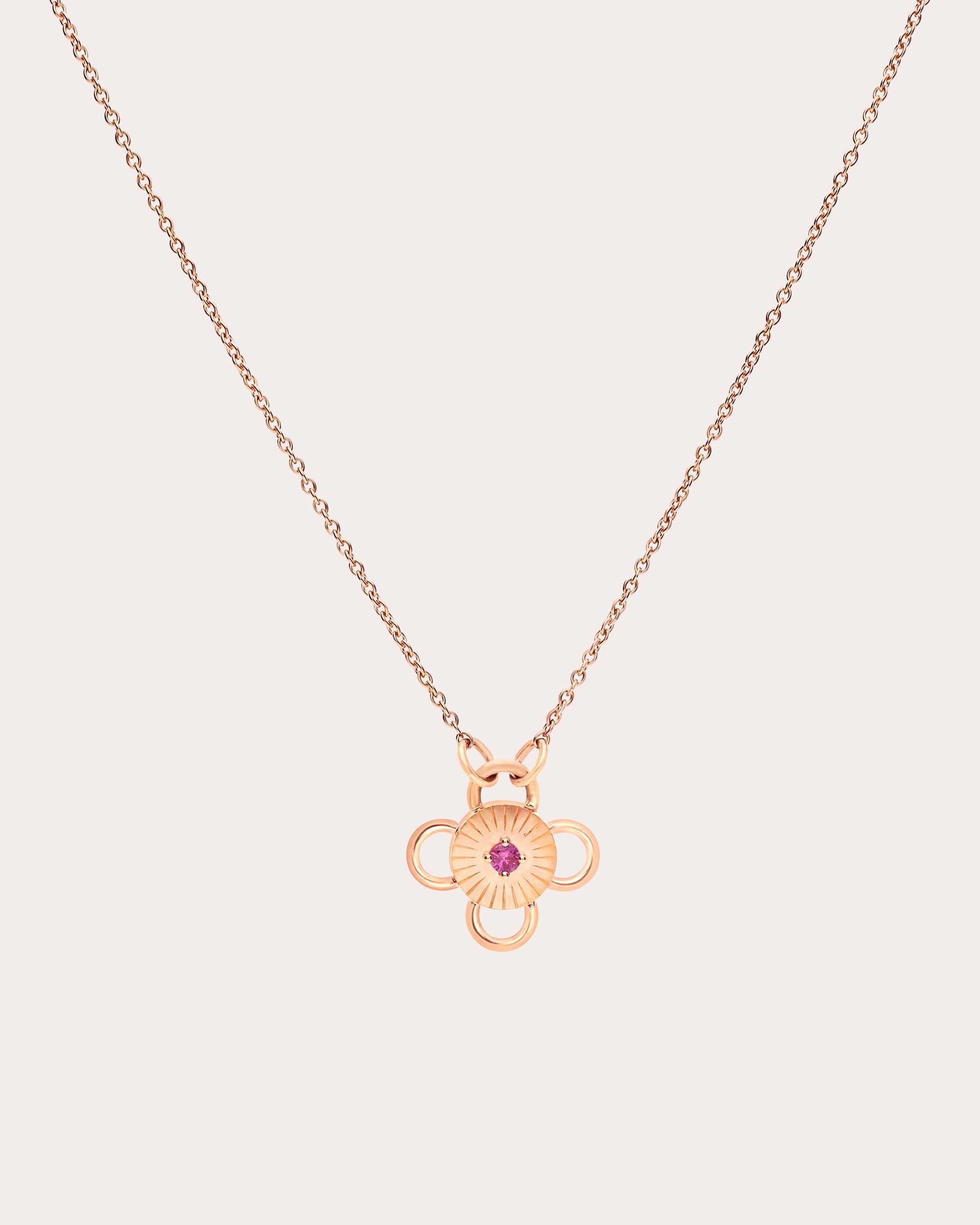 Baby Bolt 18K Gold Pink Sapphire Pendant Necklace