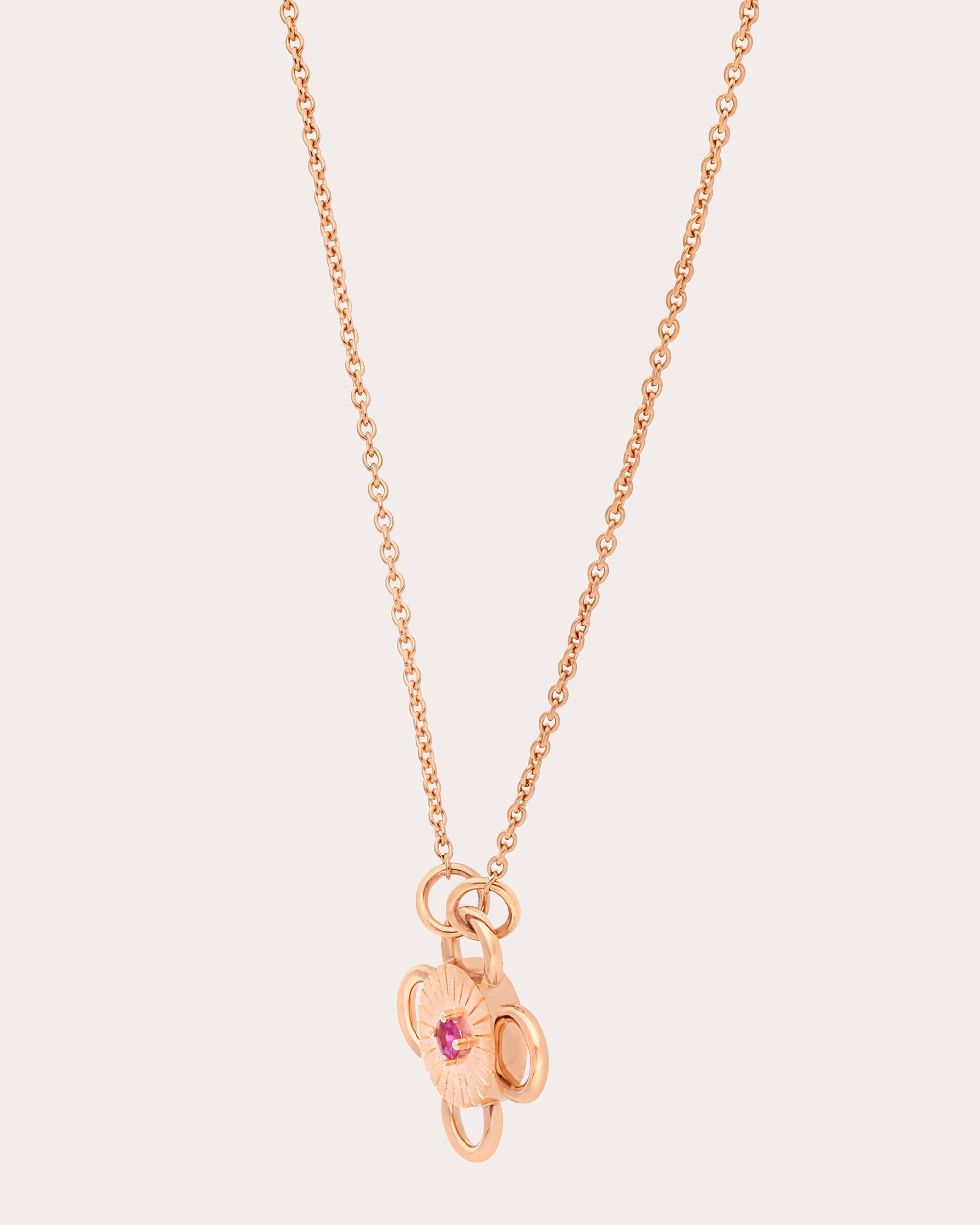 Baby Bolt 18K Gold Pink Sapphire Pendant Necklace