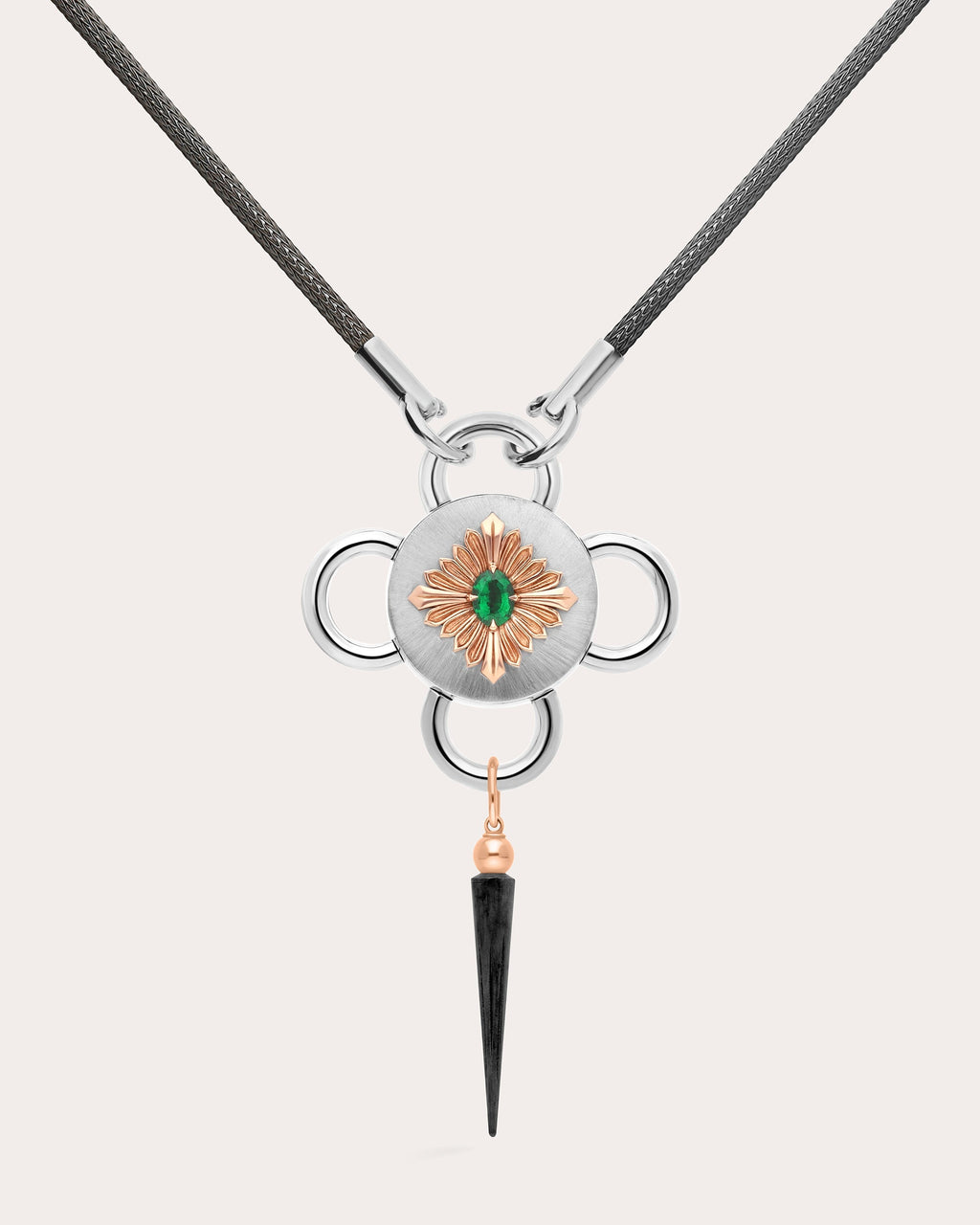 Bolt 18K Gold Recycled Sterling Silver and Emerald Pendant Necklace