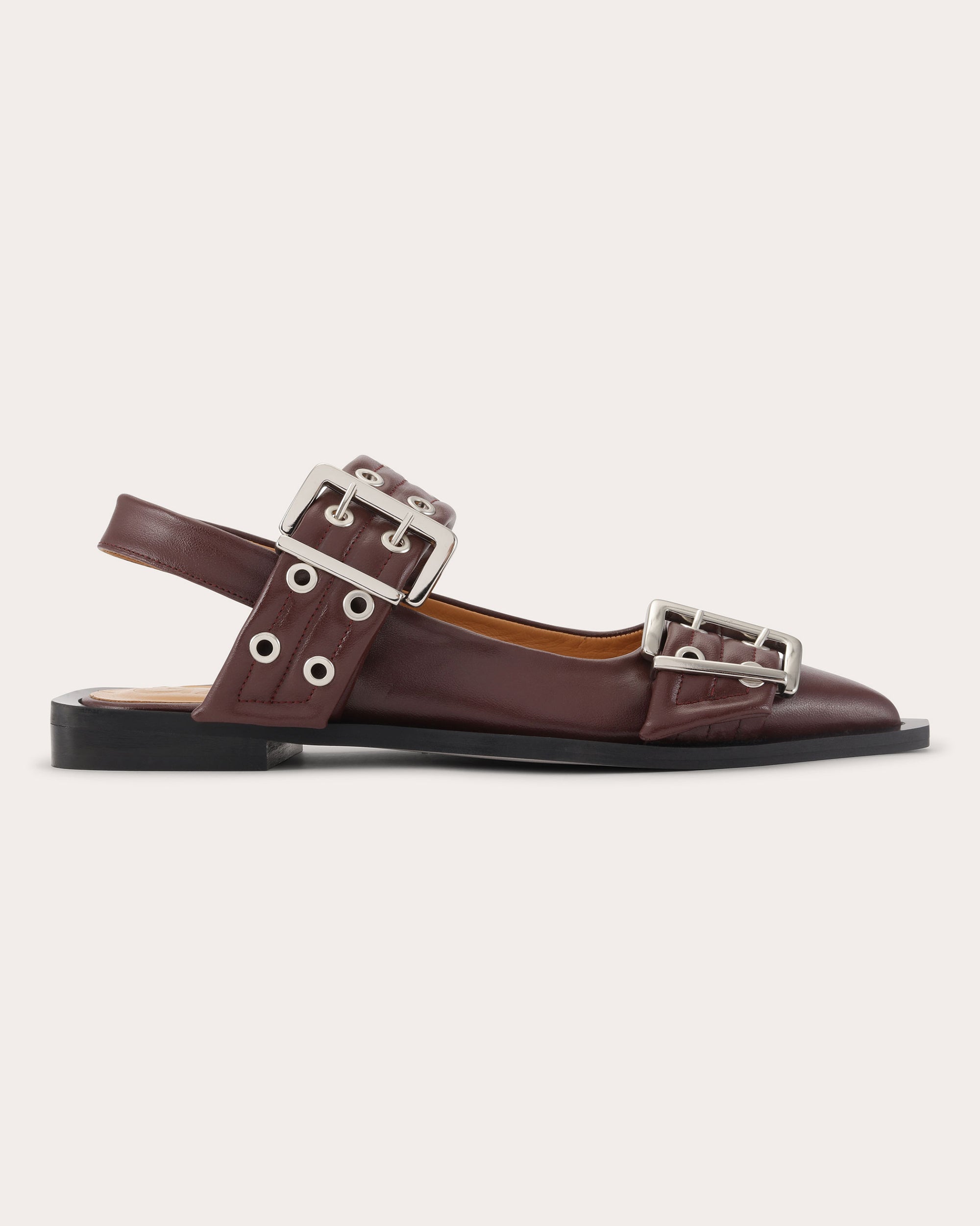 Wide-Welt Buckle Ballerina Flat