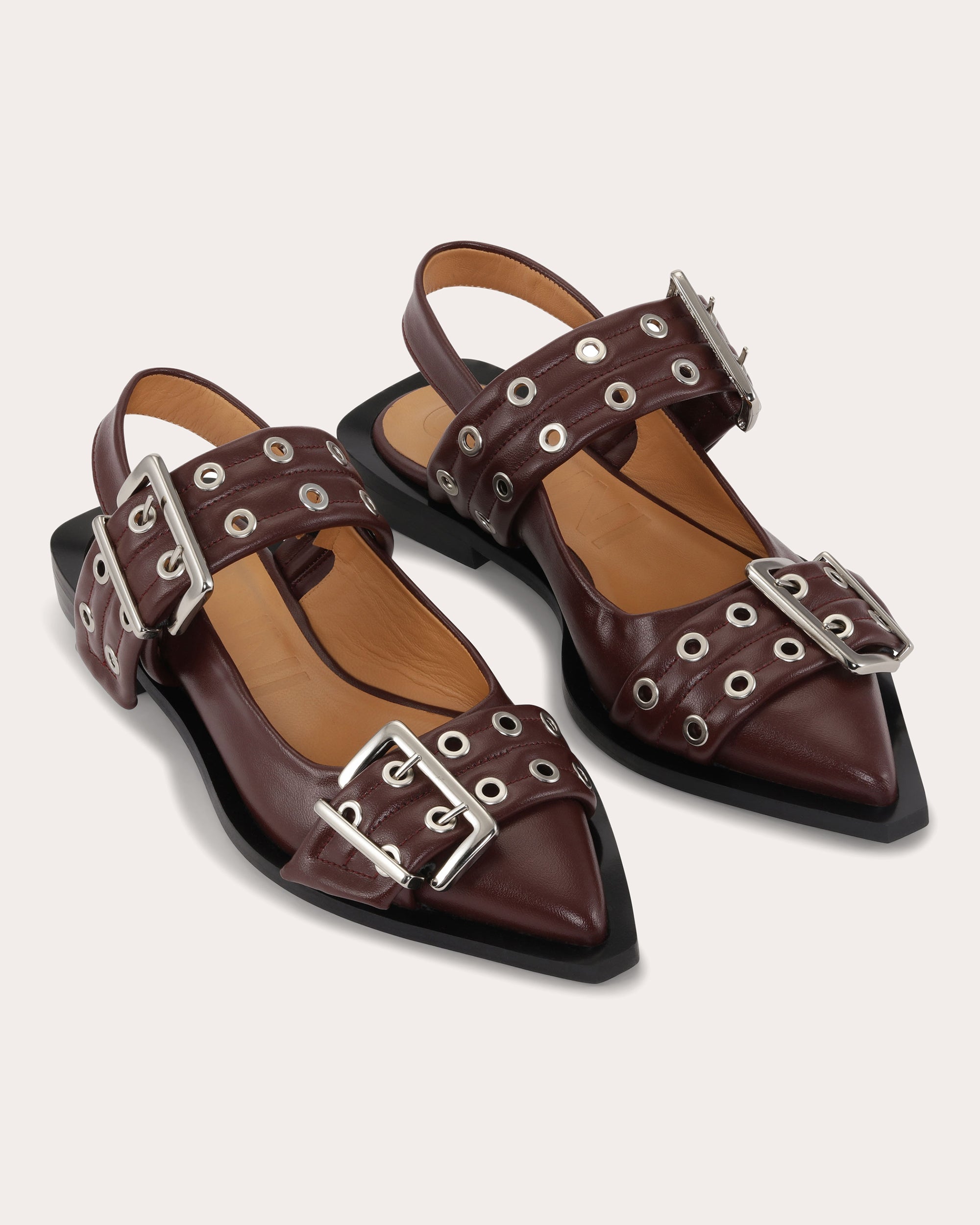 Wide-Welt Buckle Ballerina Flat