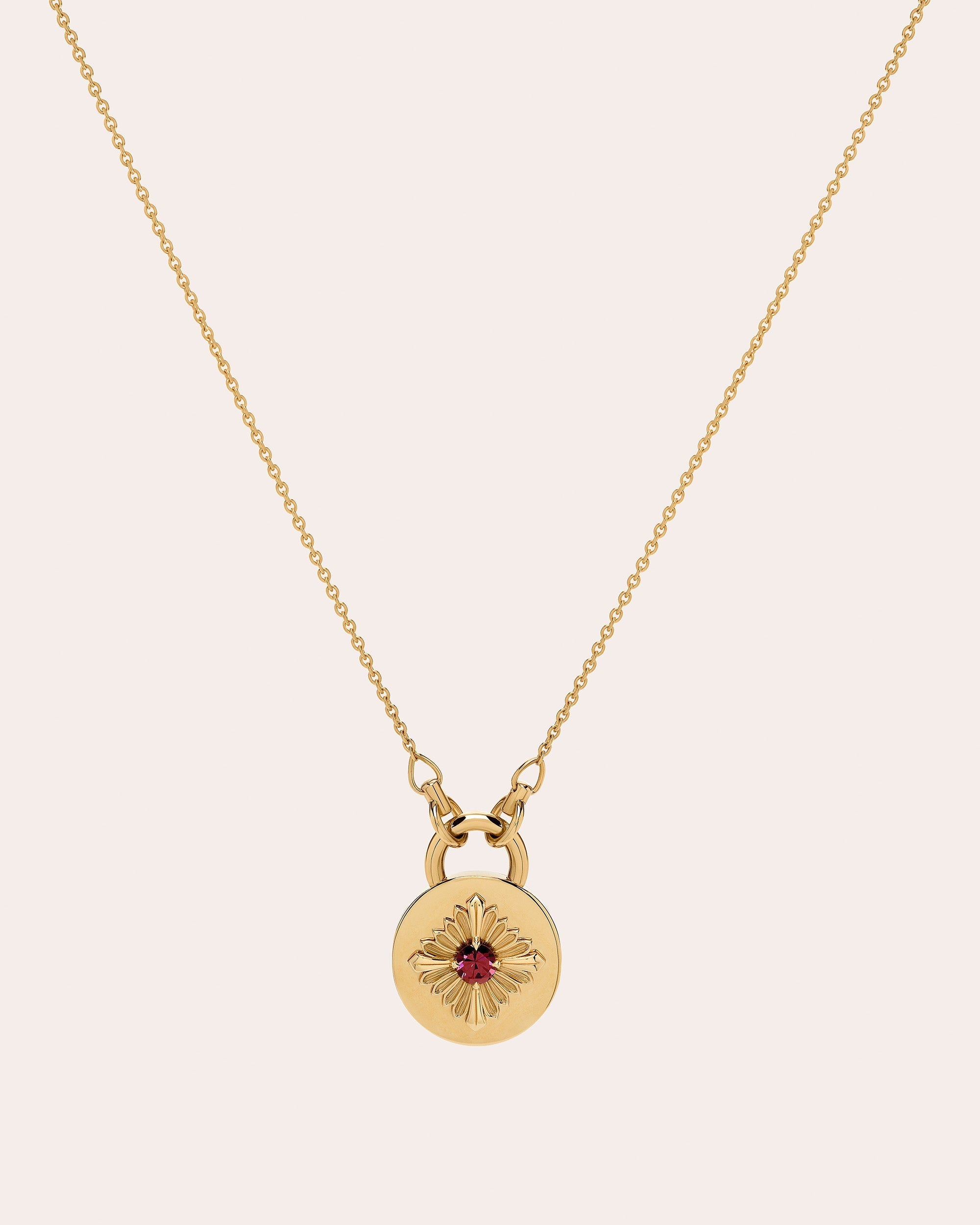 Tag 18K Gold Garnet Pendant Necklace