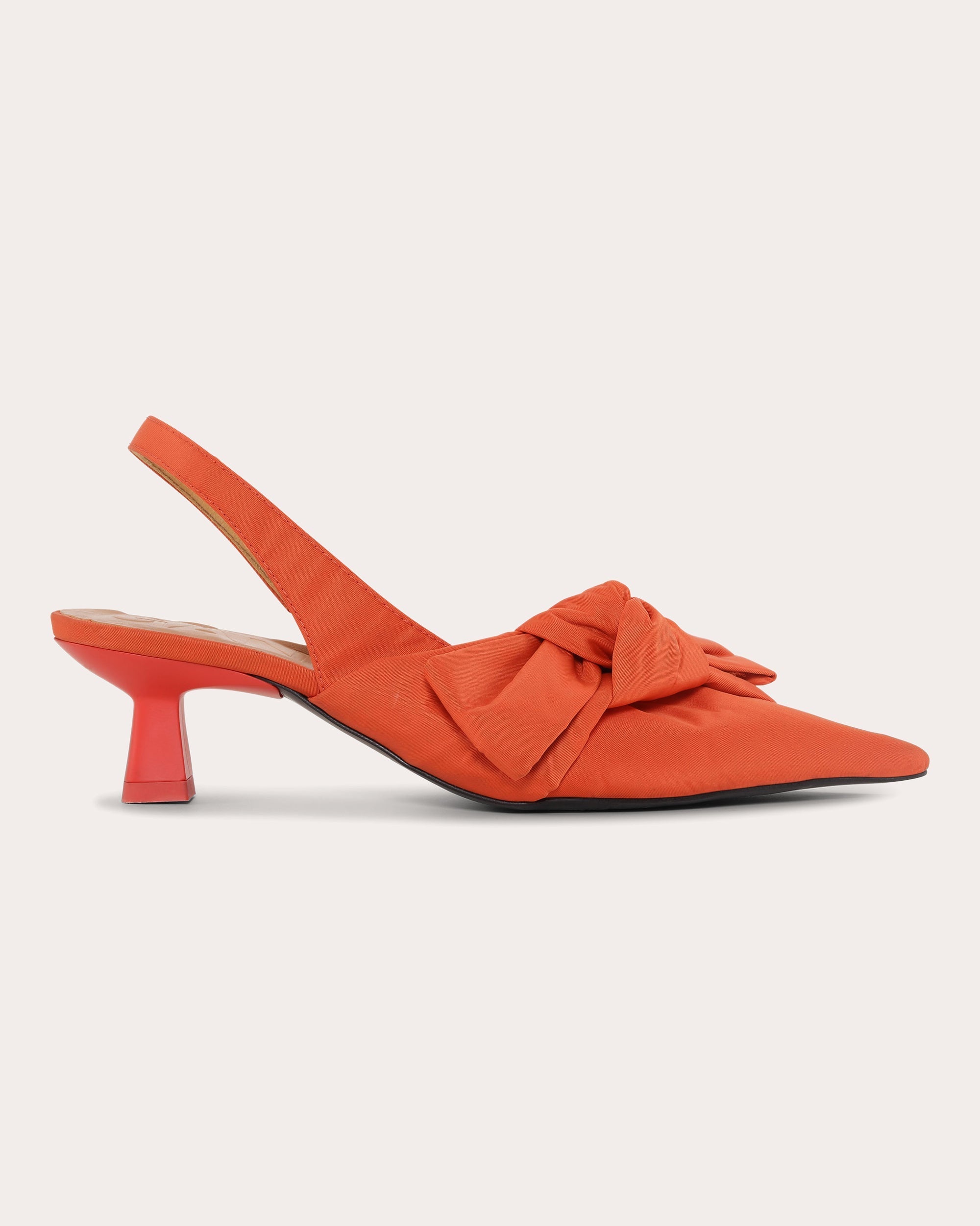 Soft Bow Kitten-Heel Slingback Pump