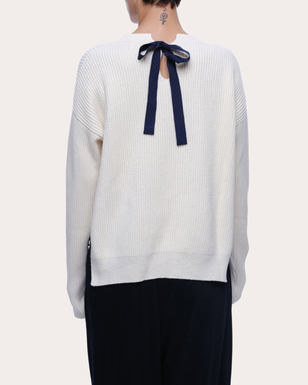 Brina Bow-Detail Cotton-Cashmere Blend Sweater