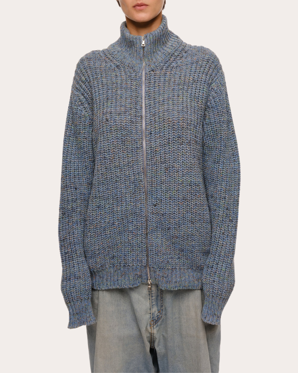 Dave Ribbed Recycled Cotton-Blend Zip-Up Cardigan
