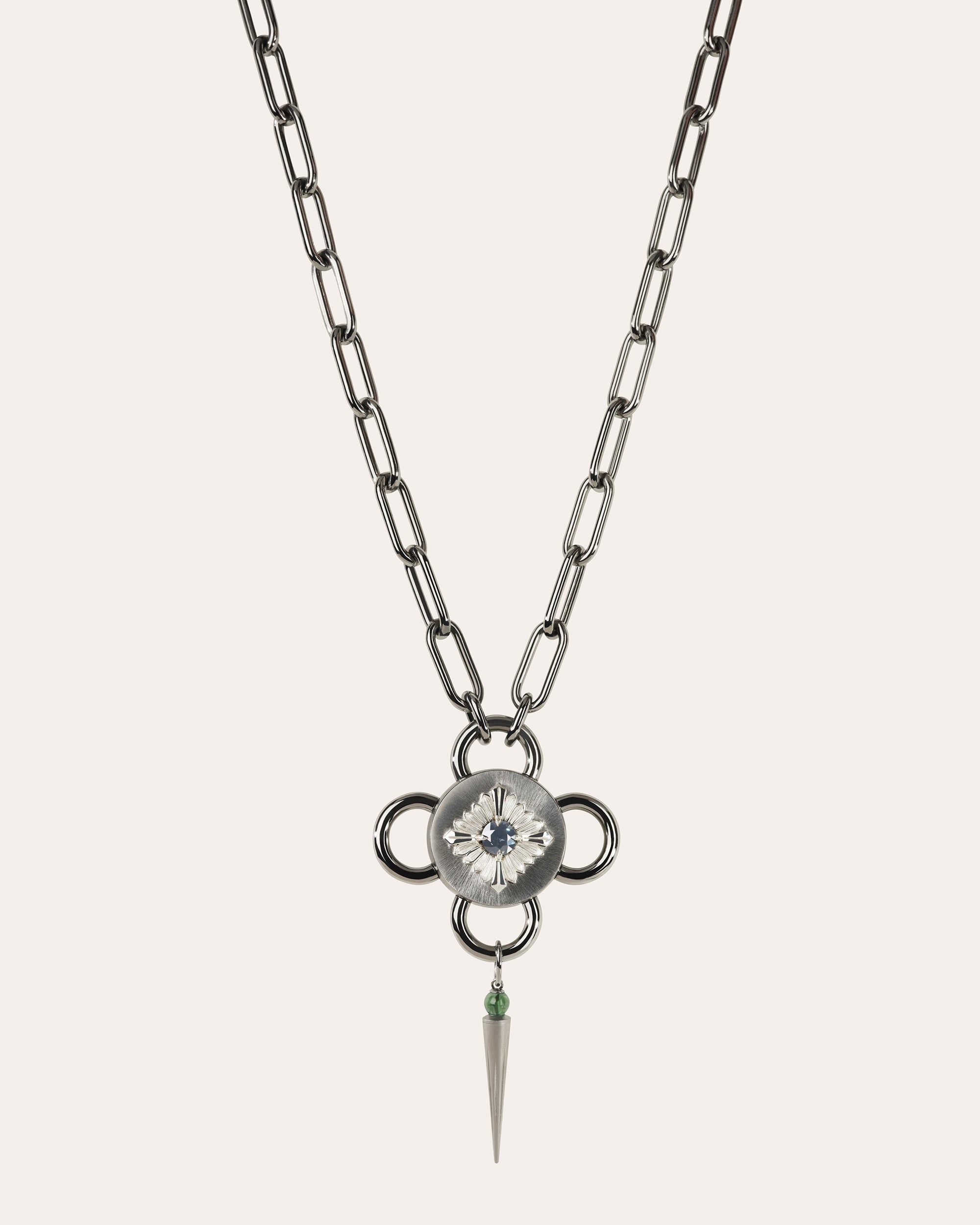 Bolt Recycled Sterling Silver Tsavorite and Gray Spinel Pendant Necklace
