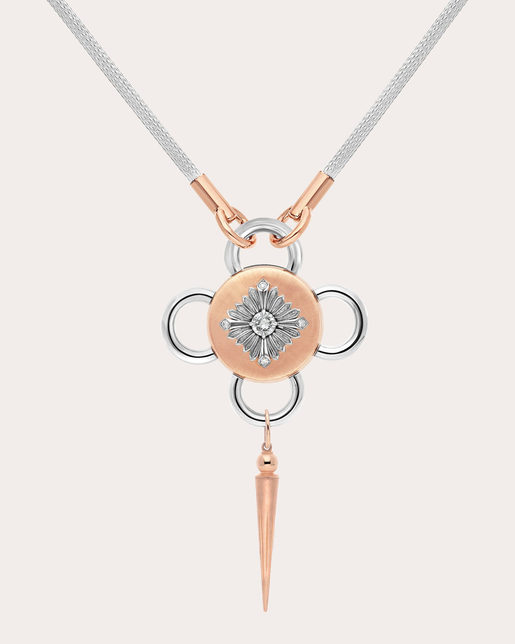 Bolt 18K Gold Recycled Sterling Silver and Diamond Pendant Necklace