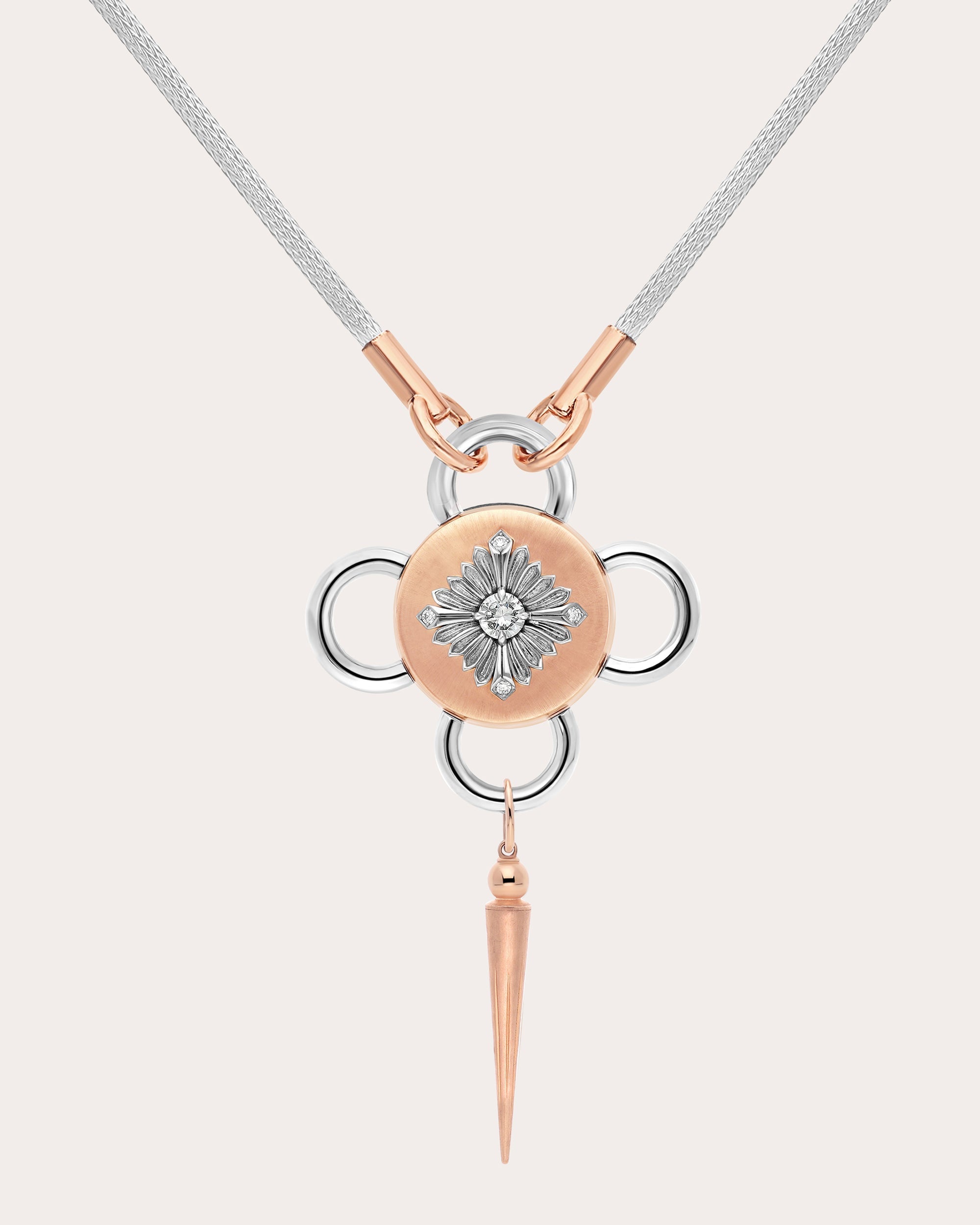 Bolt 18K Gold Recycled Sterling Silver and Diamond Pendant Necklace