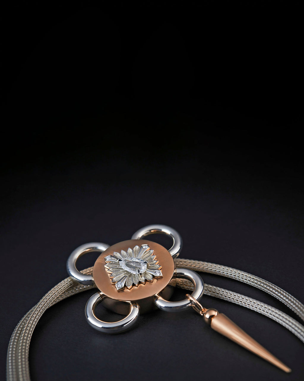 Bolt 18K Gold Recycled Sterling Silver and Diamond Pendant Necklace