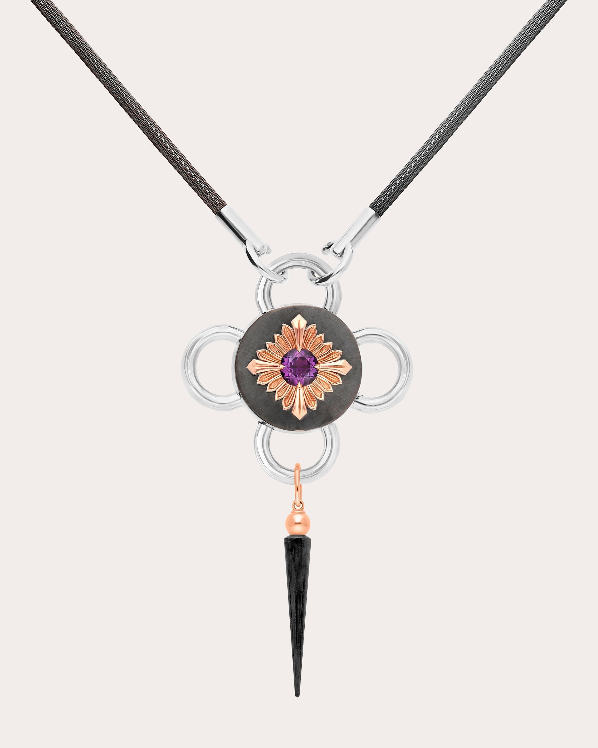 Bolt 18K Gold Recycled Sterling Silver and Amethyst Pendant Necklace