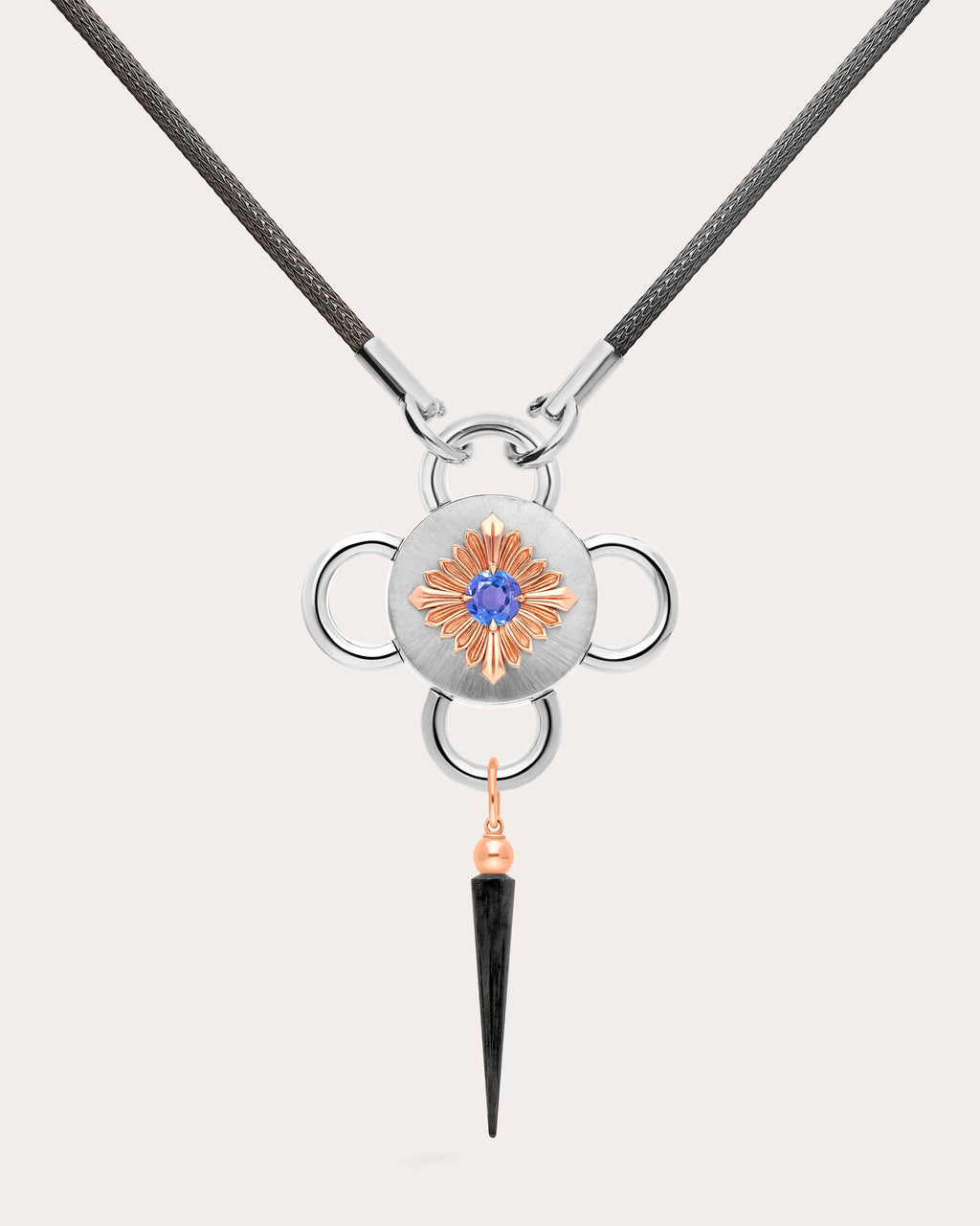 Bolt 18K Gold Recycled Sterling Silver and Tanzanite Pendant Necklace