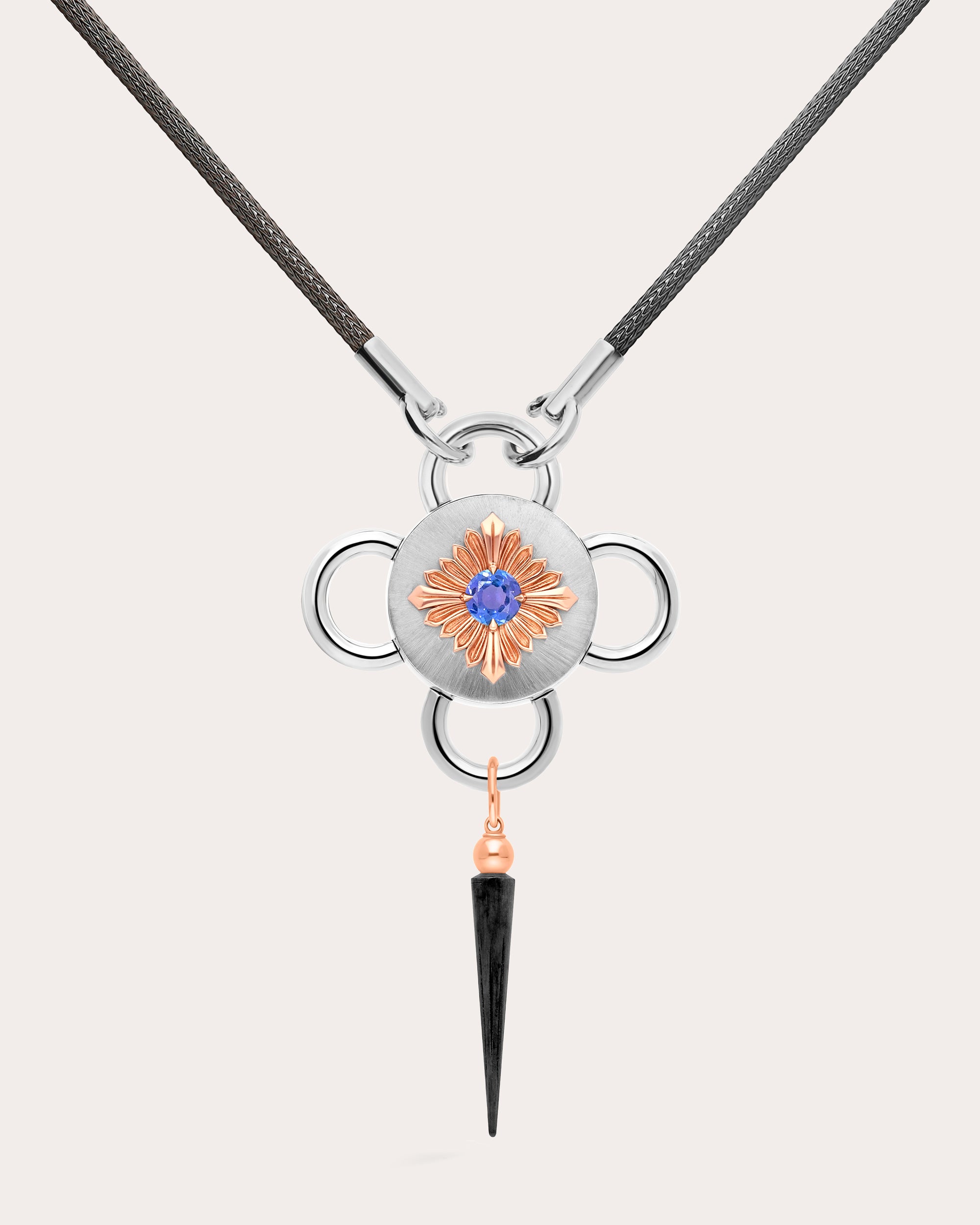Bolt 18K Gold Recycled Sterling Silver and Tanzanite Pendant Necklace