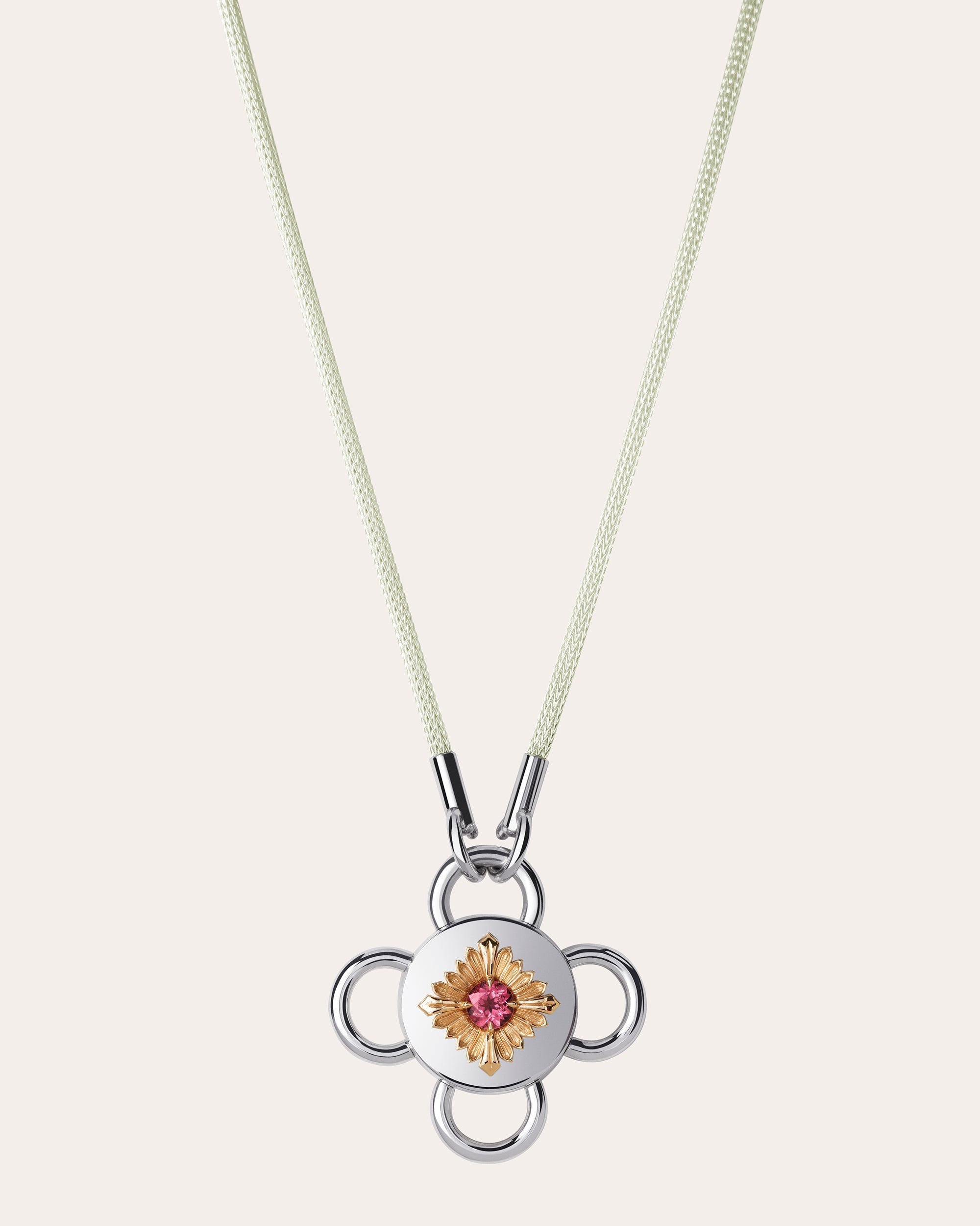 Bolt 18K Gold Recycled Sterling Silver and Pink Tourmaline Pendant Necklace