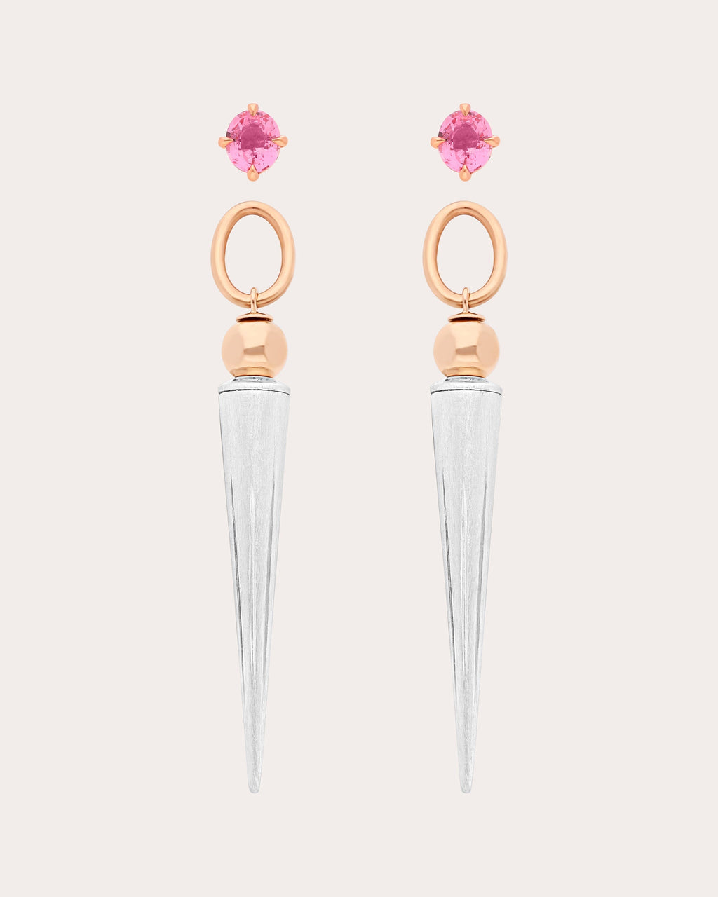 Pampille 18K Gold Recycled Sterling Silver and Pink Spinel Spike Earrings