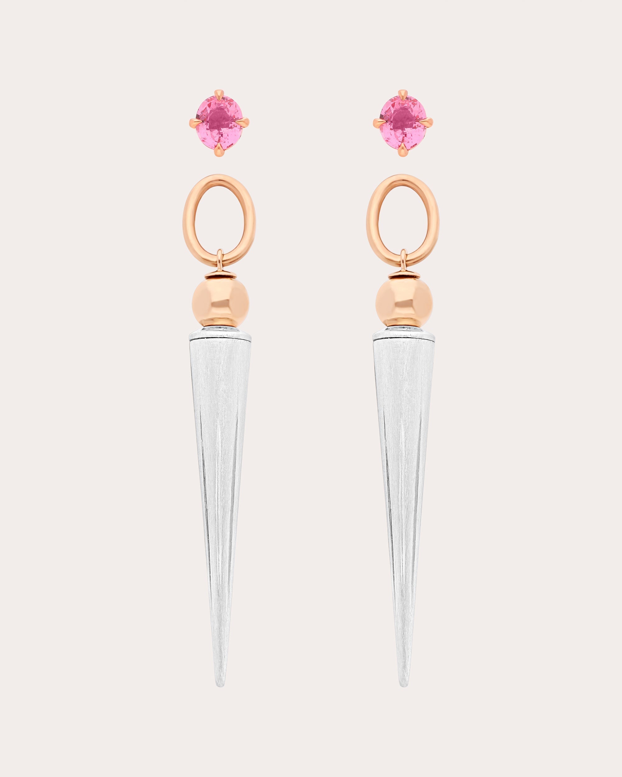 Pampille 18K Gold Recycled Sterling Silver and Pink Spinel Spike Earrings