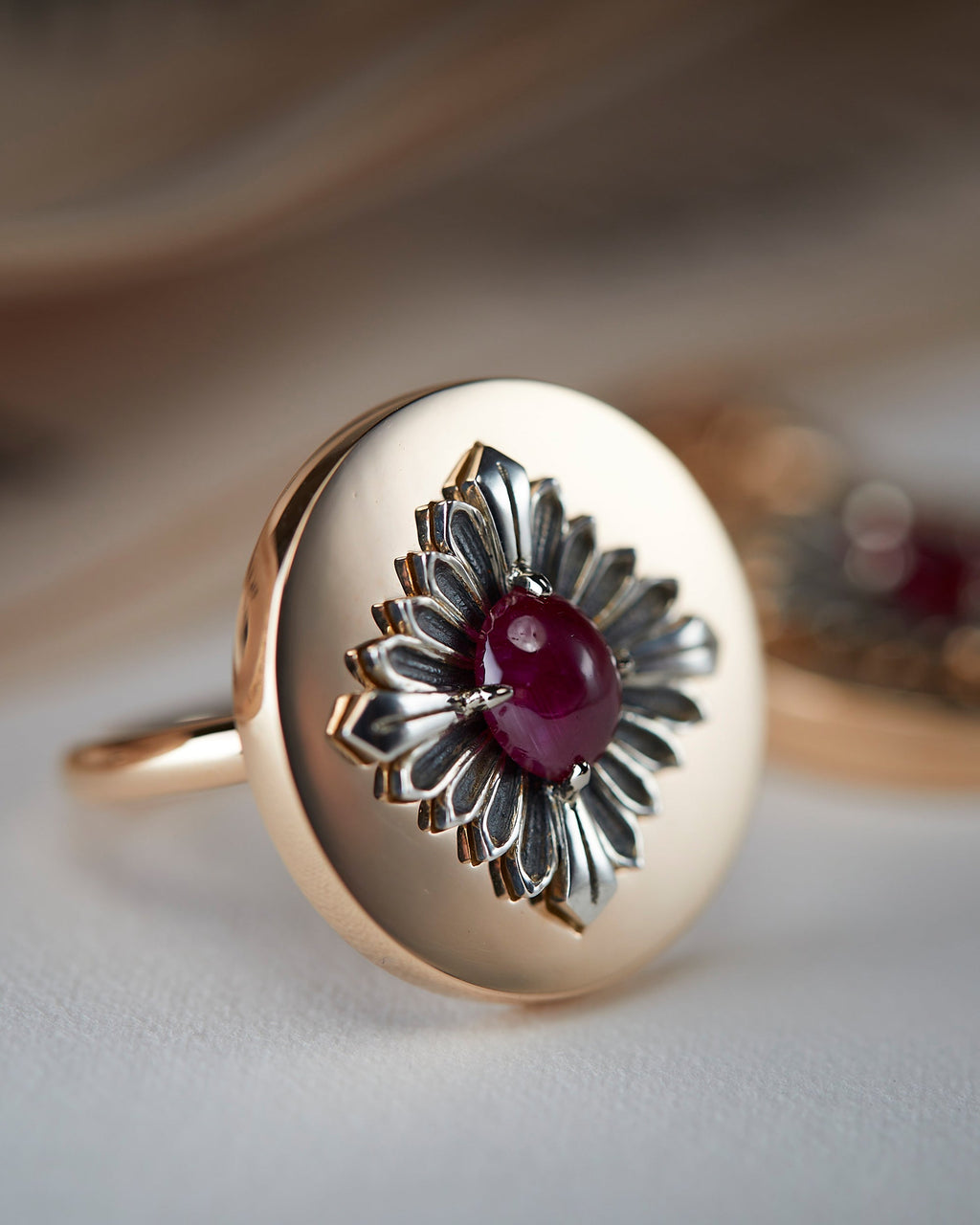 Tag 18K Gold Ruby and Diamond Ring