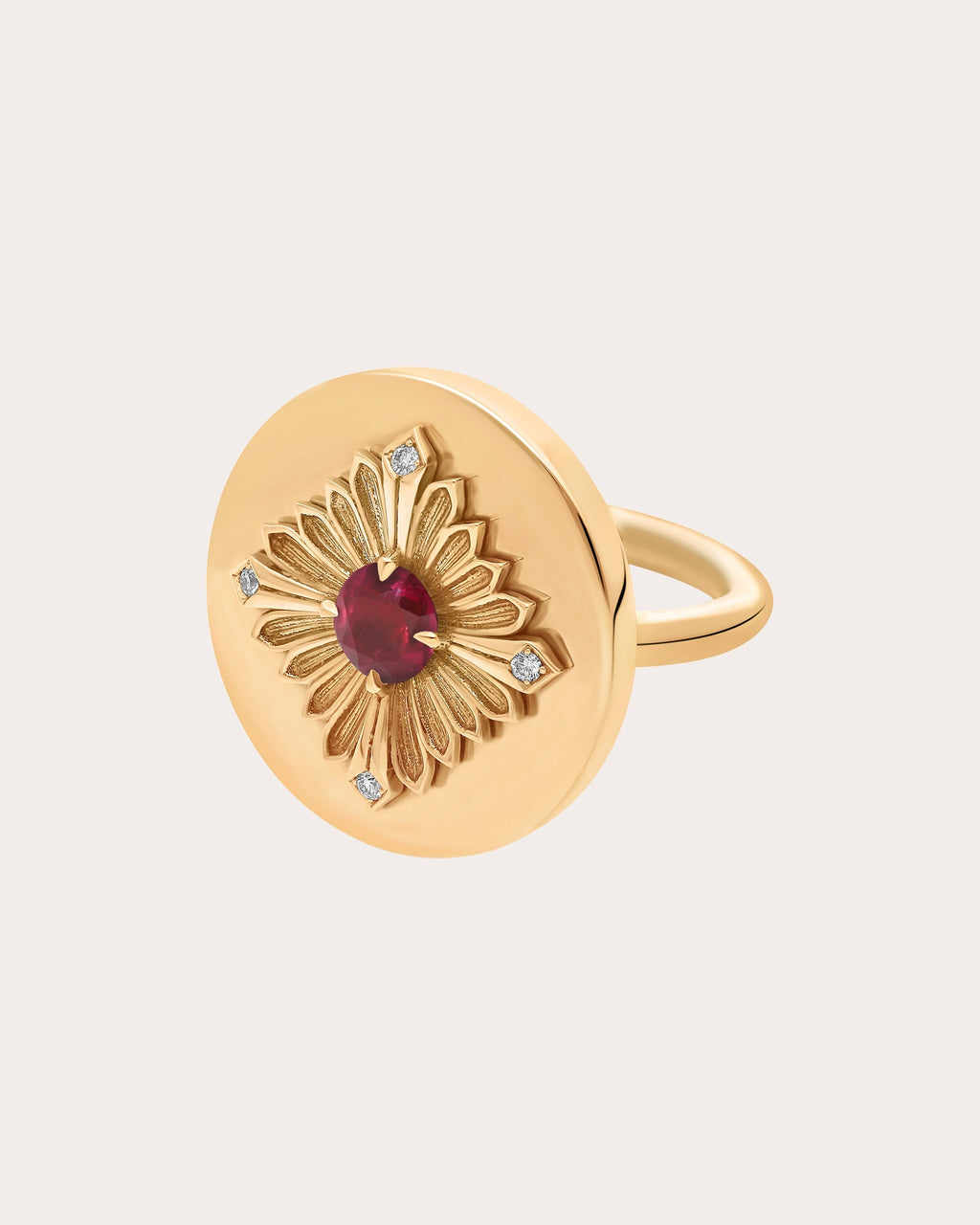 Tag 18K Gold Ruby and Diamond Ring