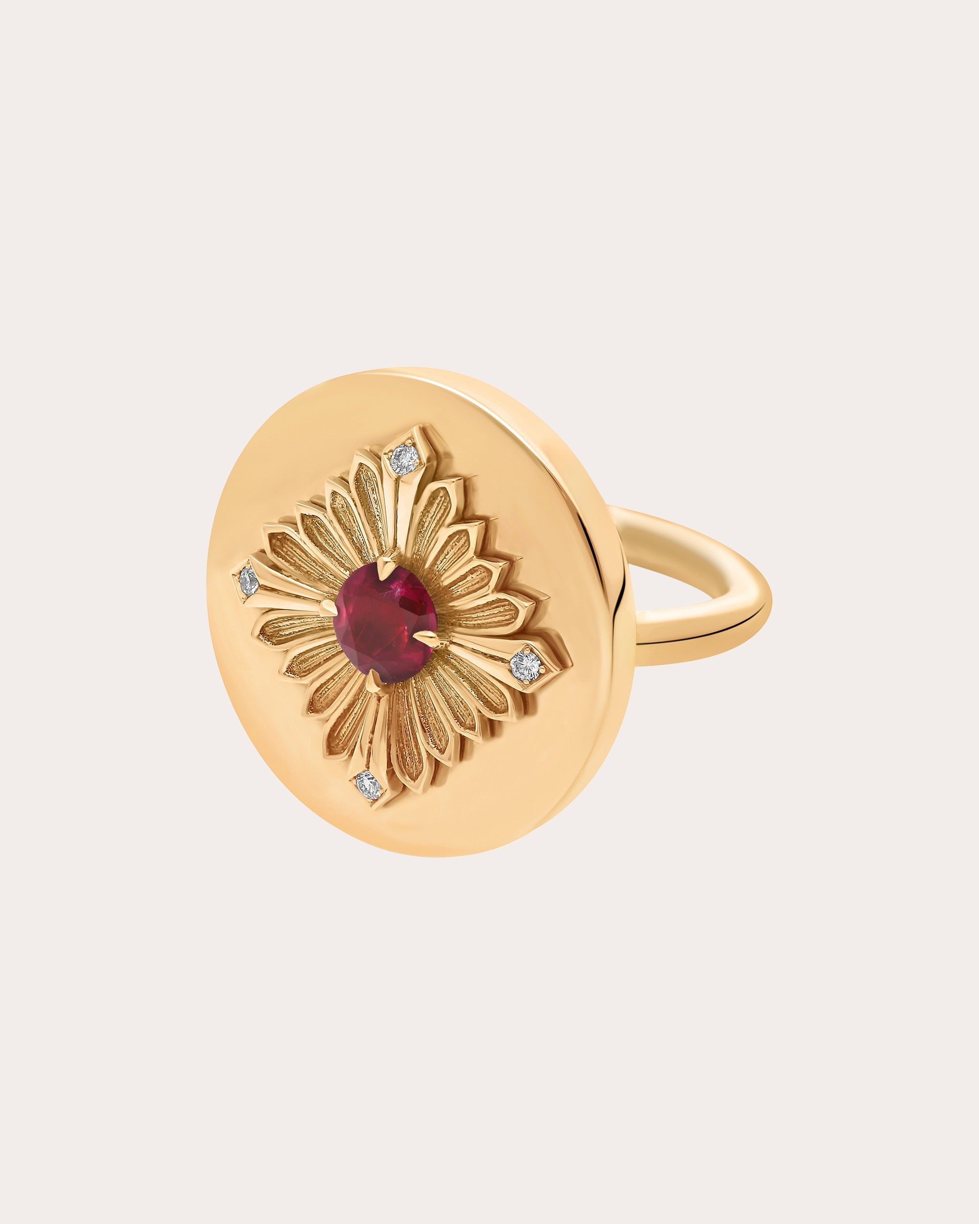Tag 18K Gold Ruby and Diamond Ring