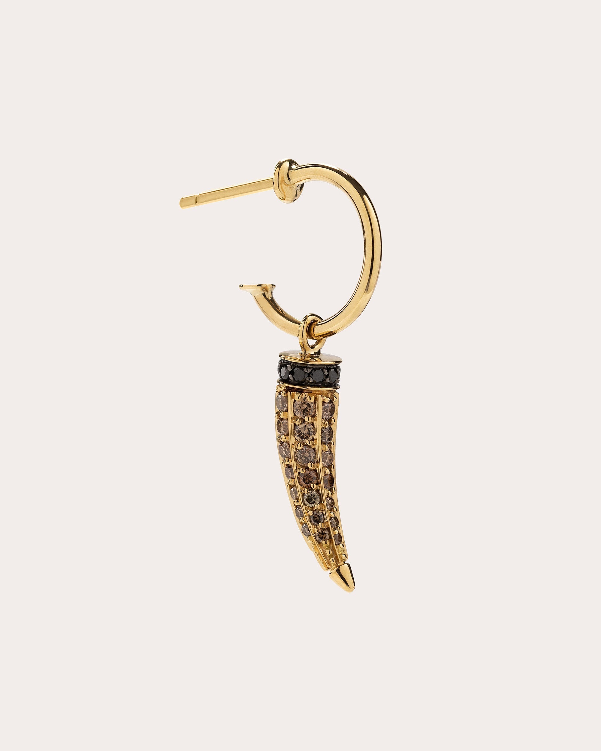 Horn 18k Gold Diamond Single Hoop Earring