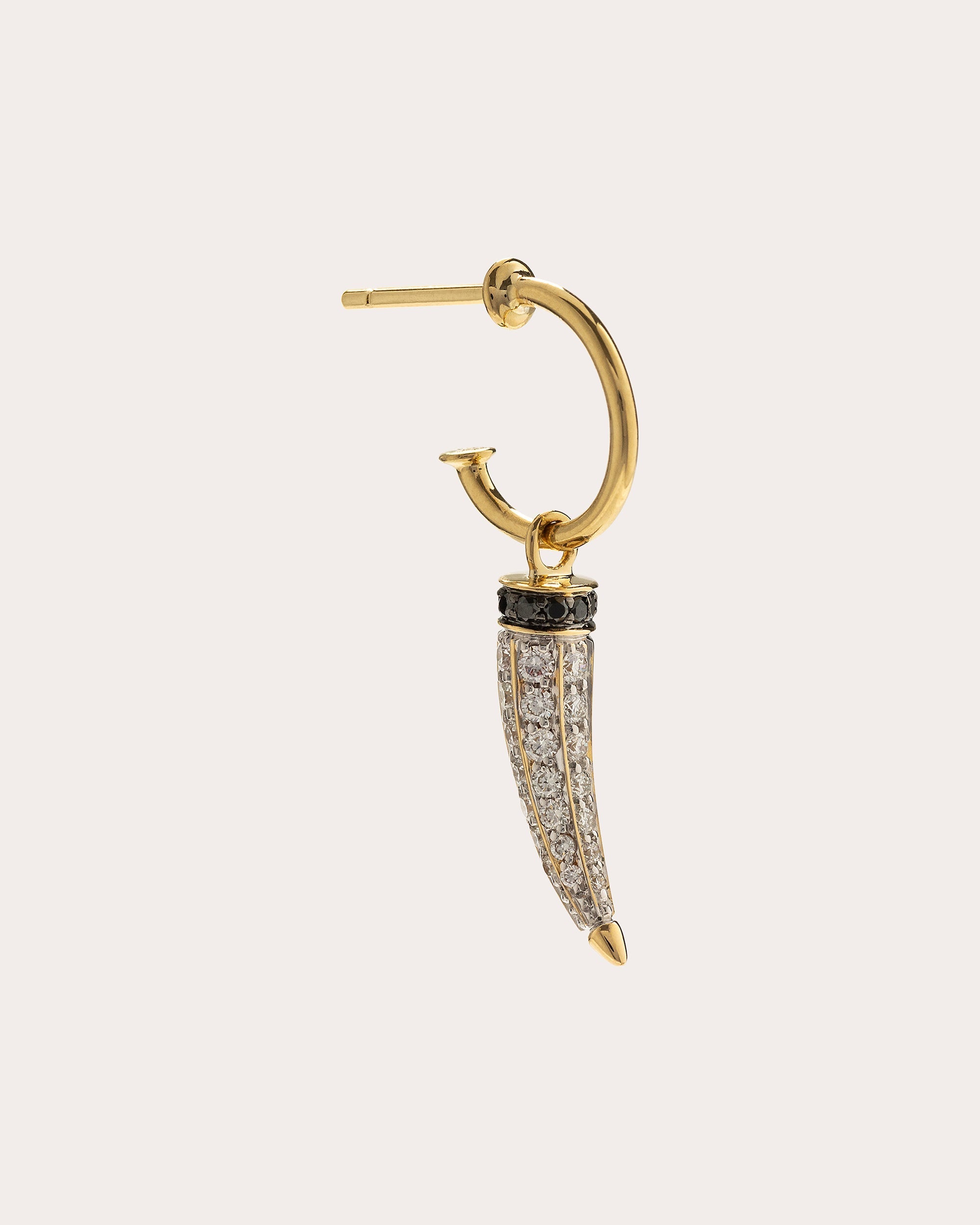 Horn 18K Gold Diamond Single Hoop Earring