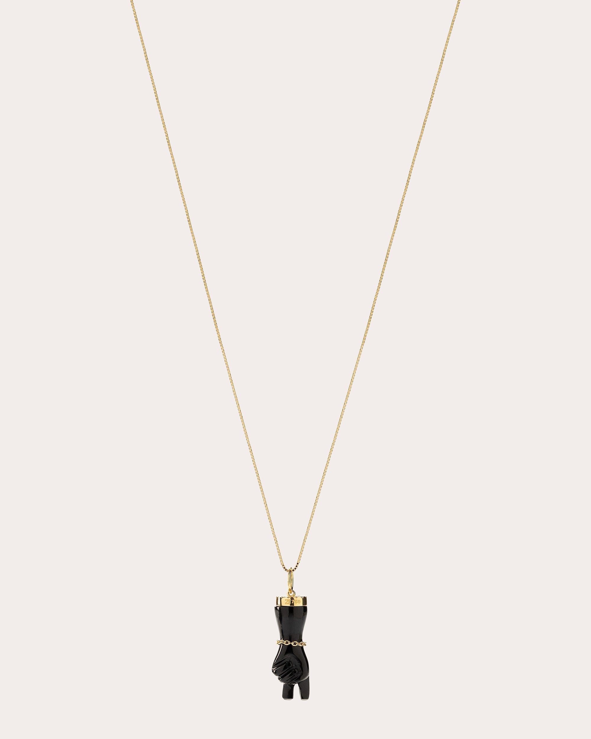Peace 18K Gold and Black Jade Pendant