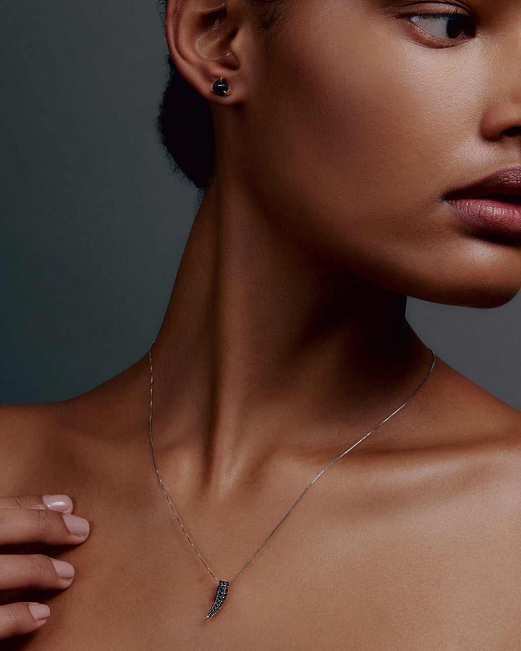 Black Diamond Horn Pendant Necklace