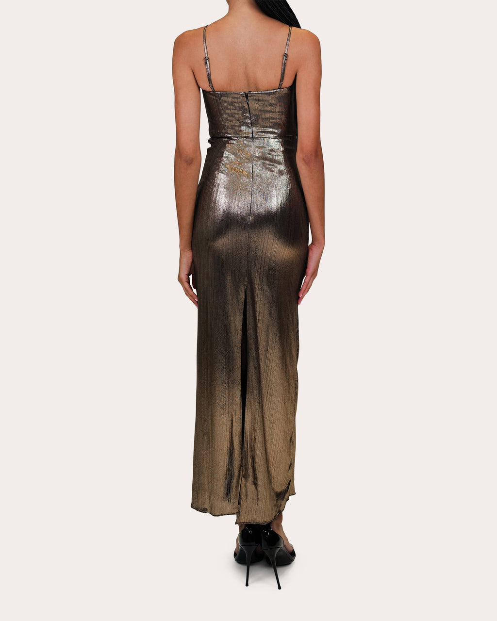 Sarika Metallic Lamé Midi Dress