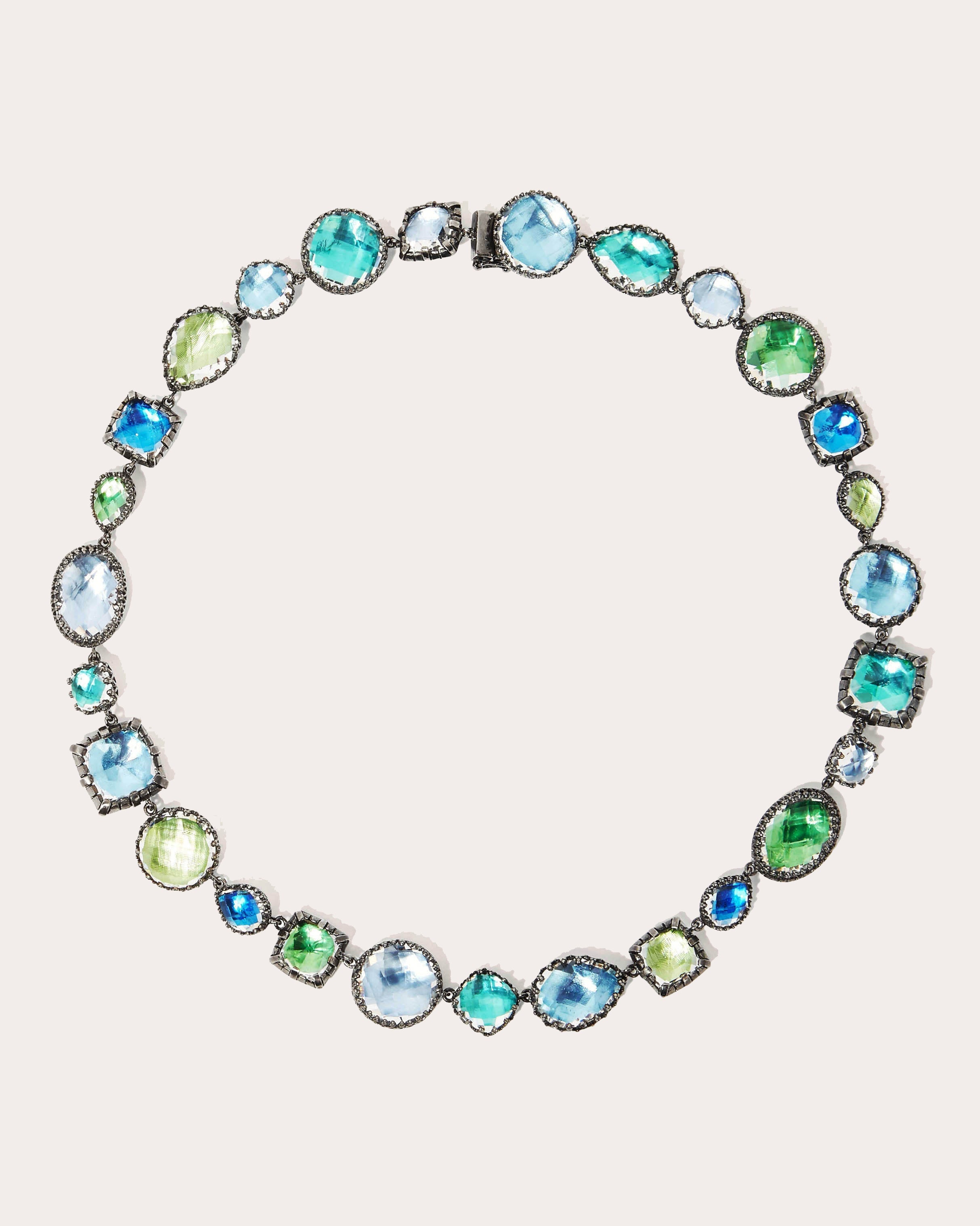 Large Sadie Rhodium-Dipped Quartz Rivière Necklace