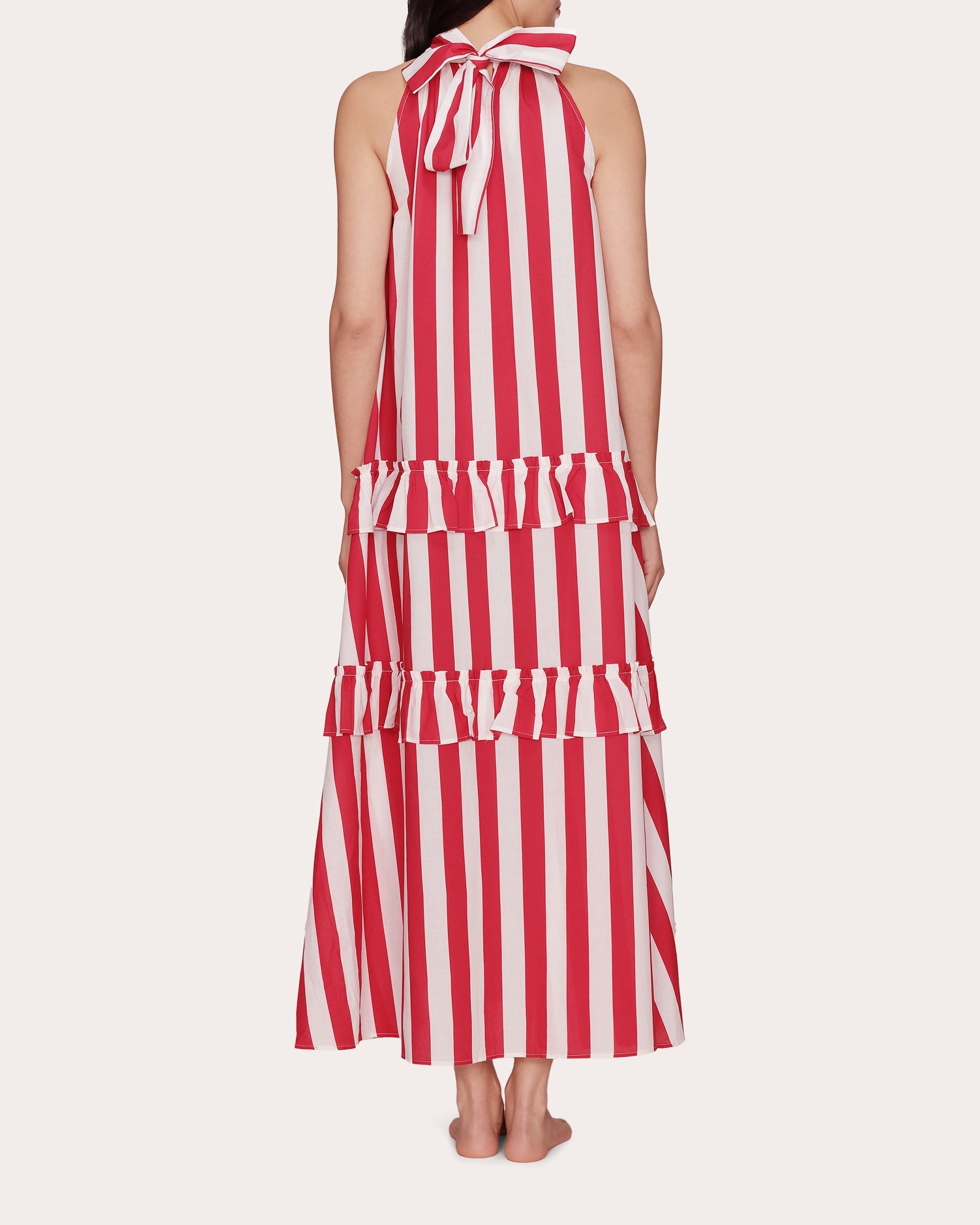 Adriana Striped Tiered Cotton Maxi Dress