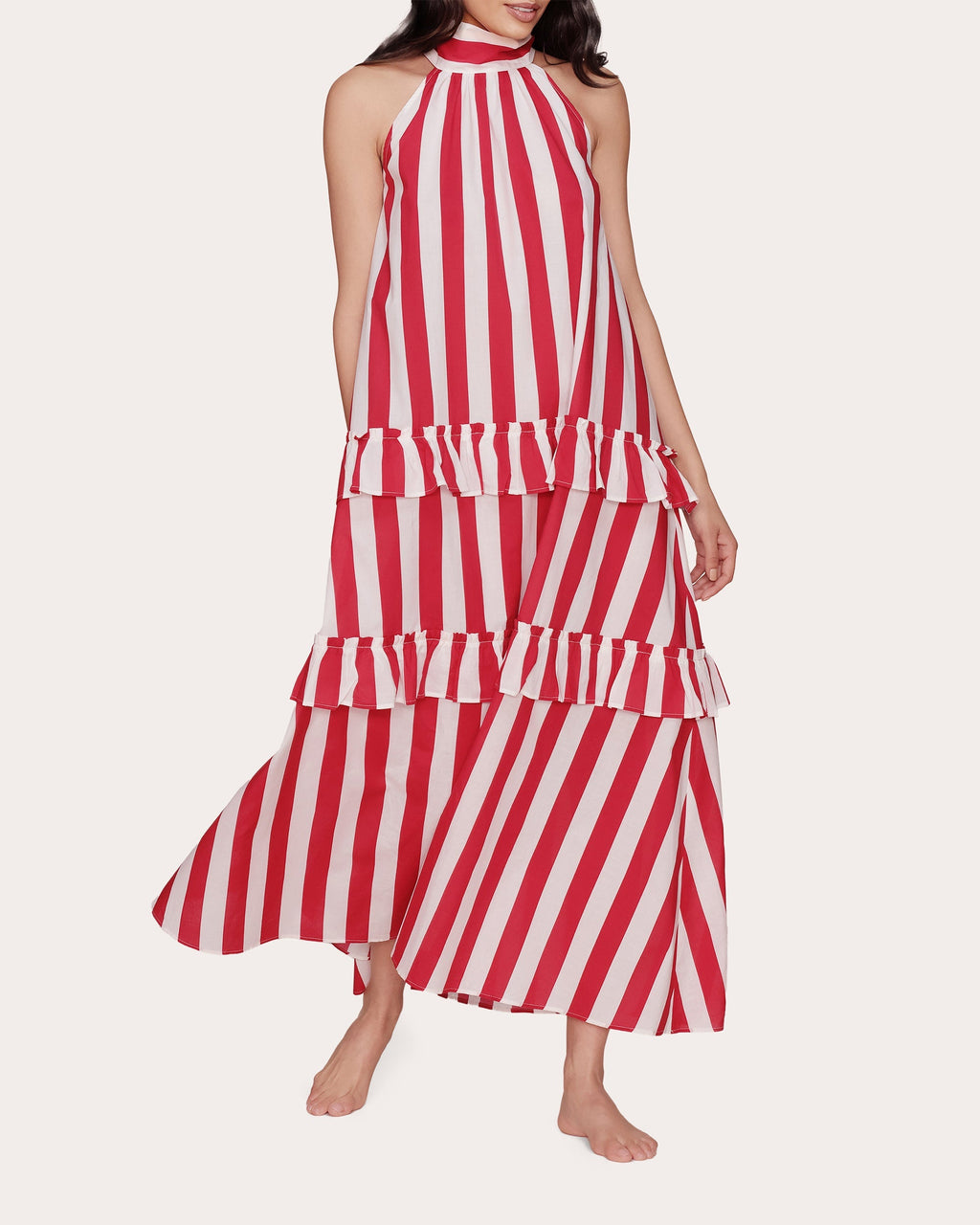 Adriana Striped Tiered Cotton Maxi Dress