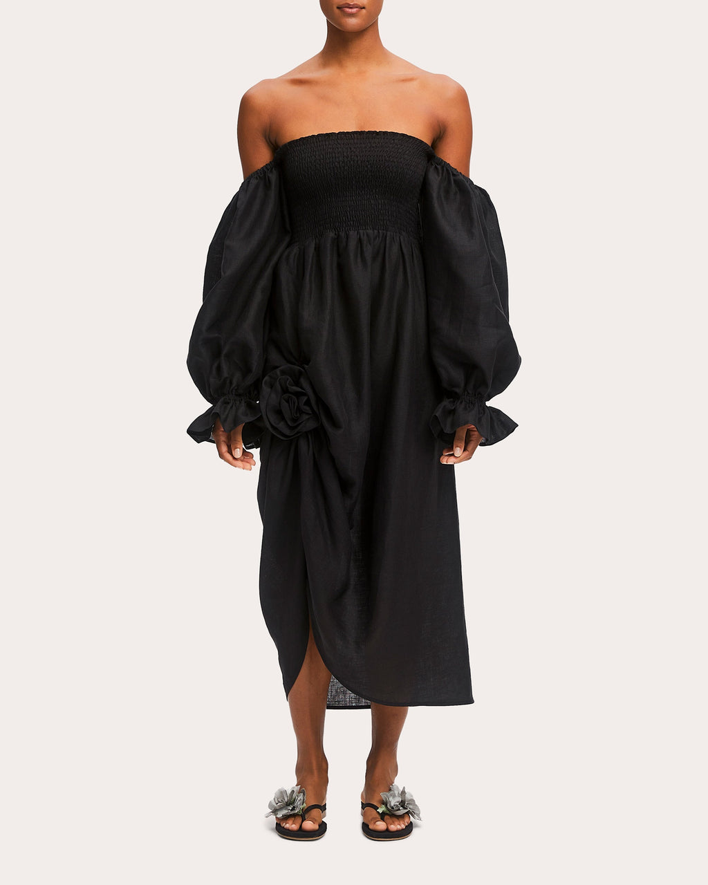 Atlanta Rose Linen Midi Dress