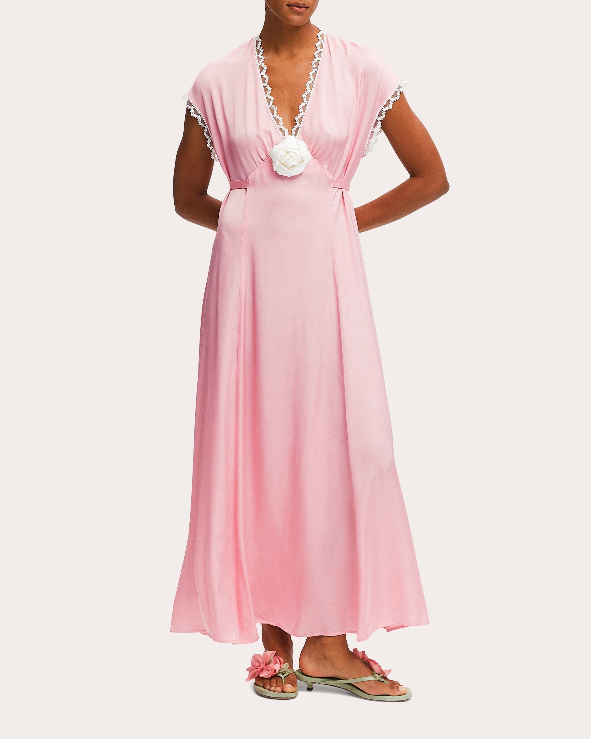 The Genus Rosa Satin Maxi Dress