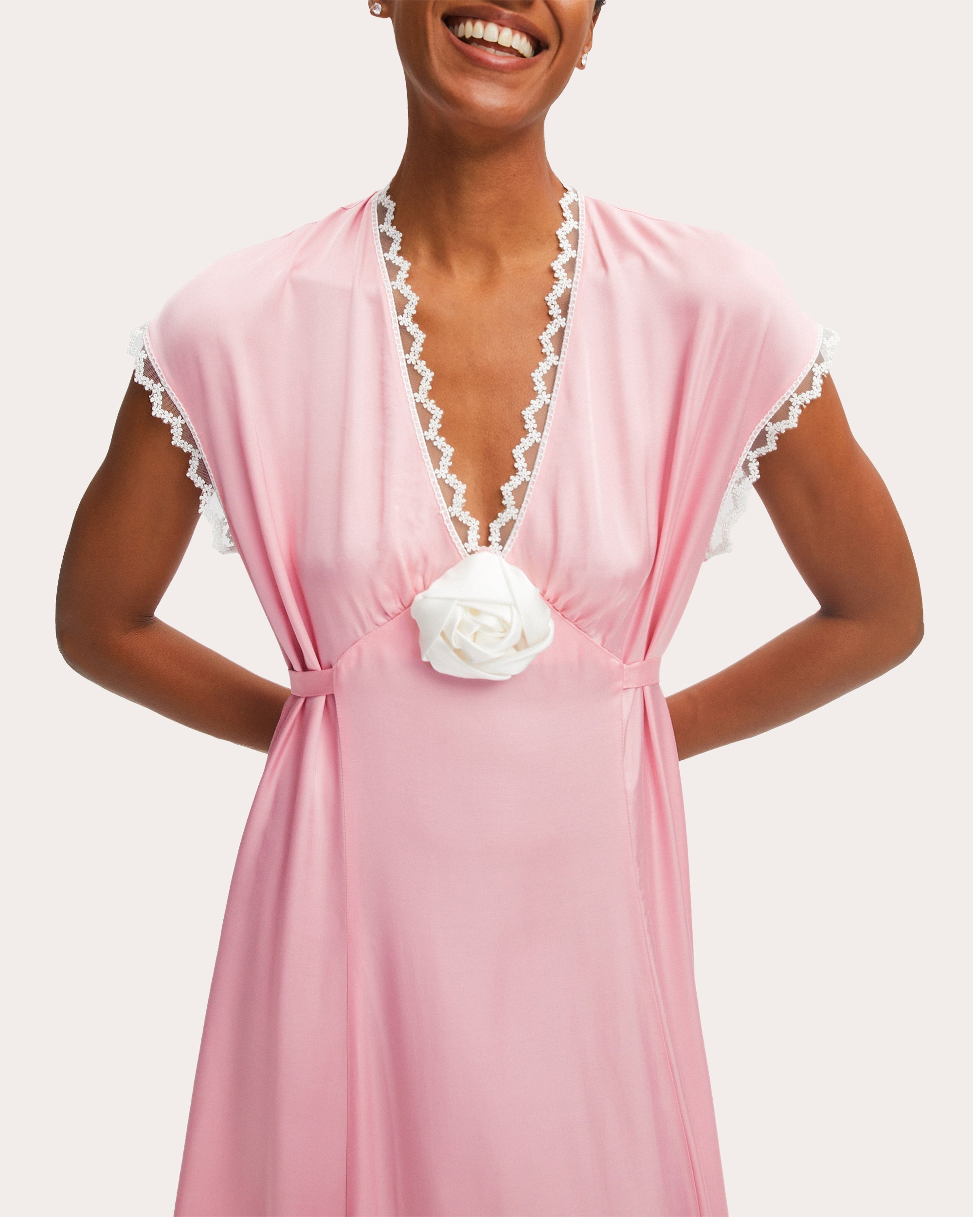 The Genus Rosa Satin Maxi Dress