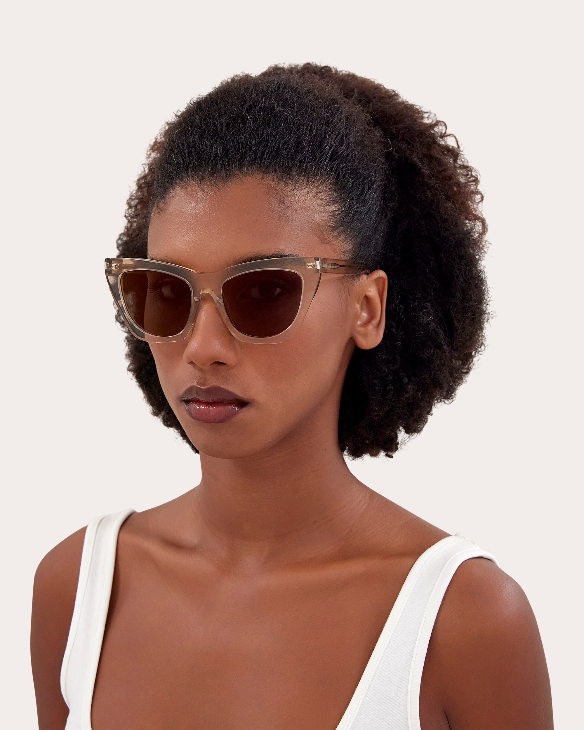 Shiny Transparent Nude Kate Cat-Eye Sunglasses