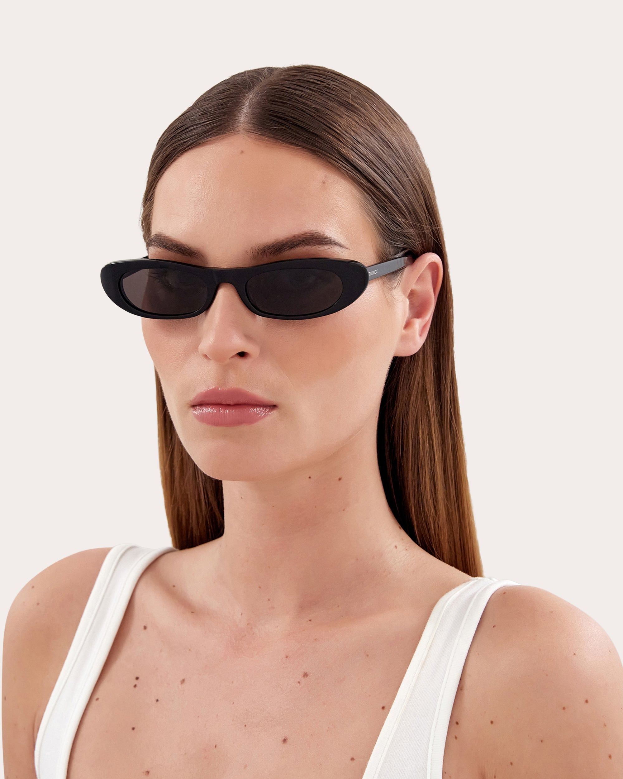 Slim Oval-Frame Acetate Sunglasses