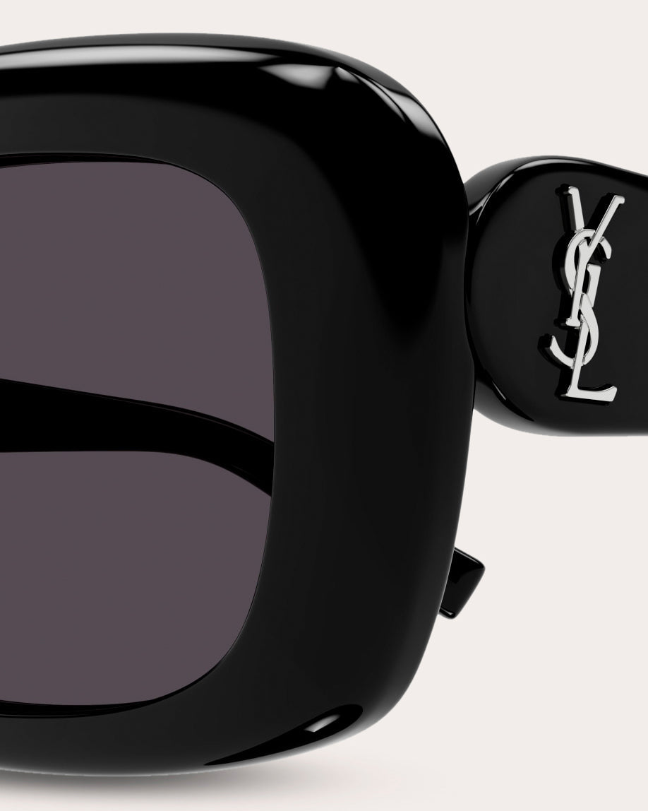 Pillowed Rectangular-Frame Acetate Sunglasses