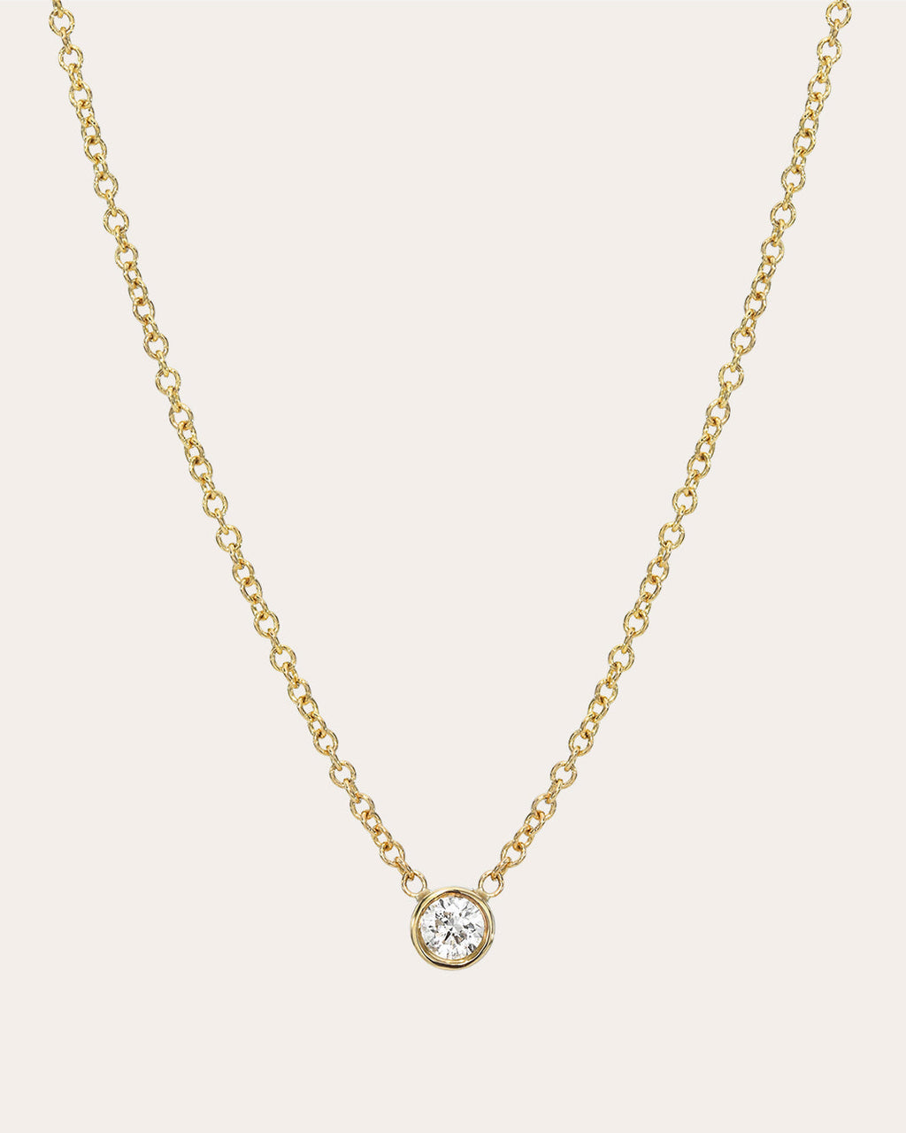 Diamond & 14k Gold Small Bezel Pendant Necklace 