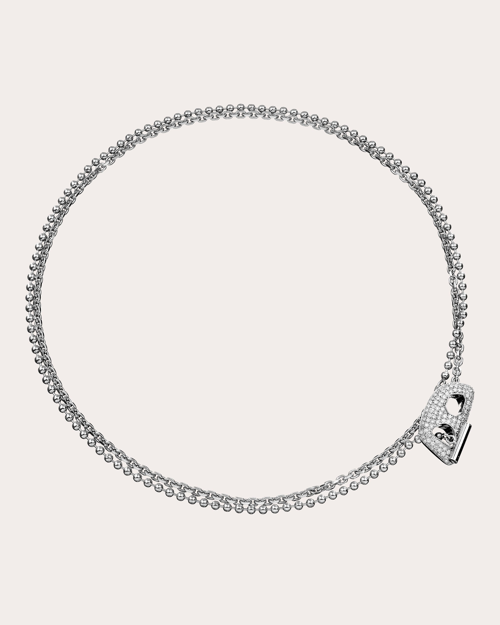 Diamond & 18k White Gold Stone Necklace