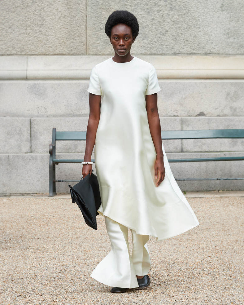 Doma Atelier Asymmetric Silk-Blend Midi Dress