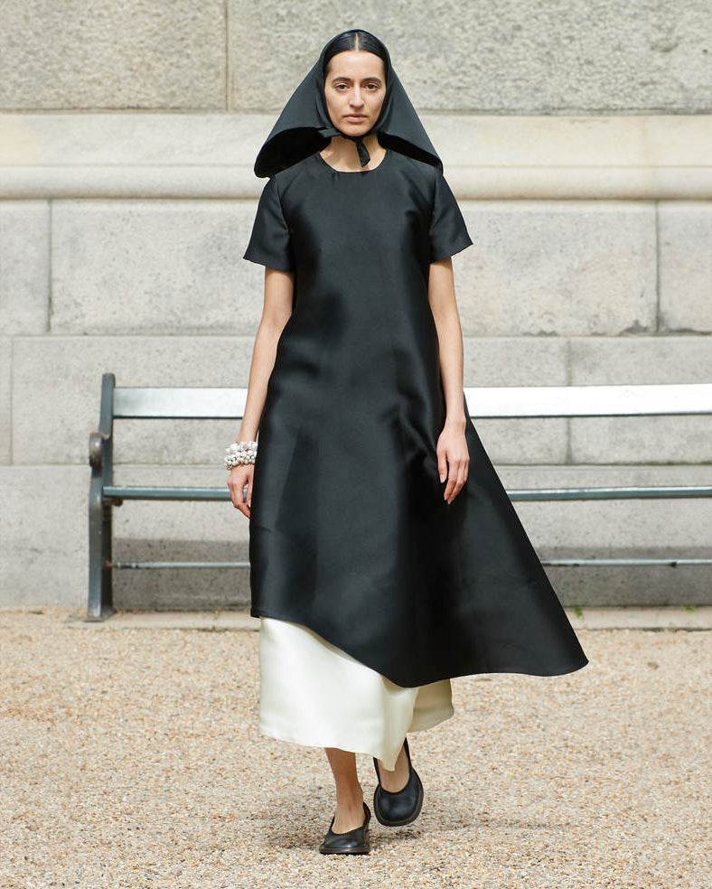 Doma Atelier Asymmetric Silk-Blend Midi Dress