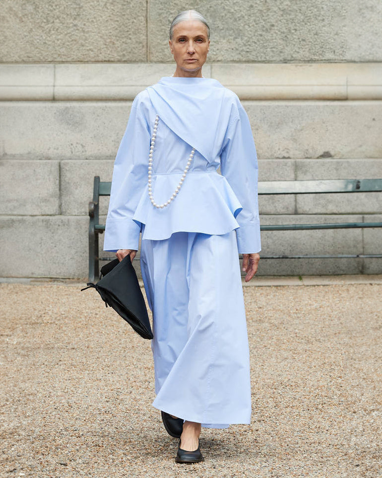 Novo Pleated Cotton-Poplin Midi Skirt