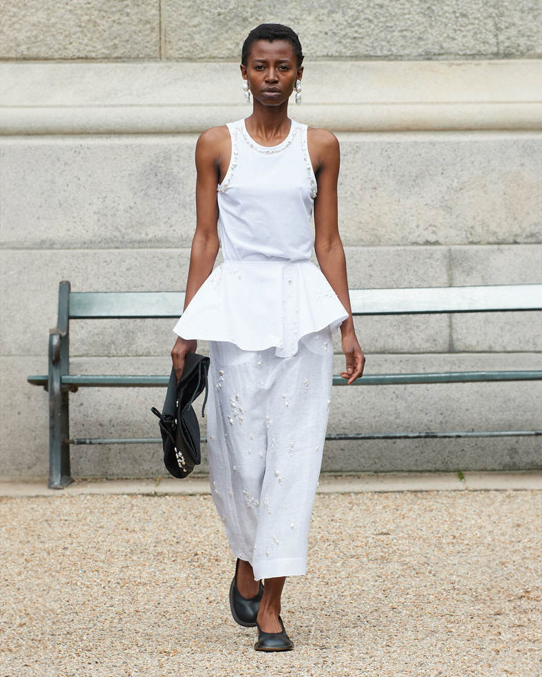 Lea Atelier Embellished Cotton Tank
