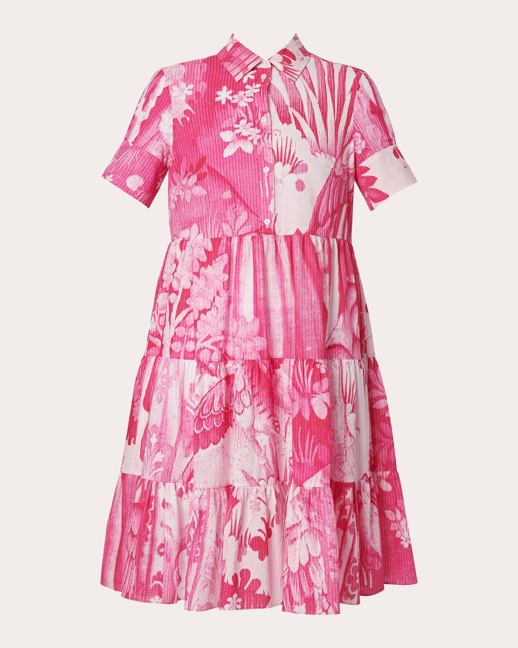 Tiered Floral-Print Cotton-Poplin Mini Dress