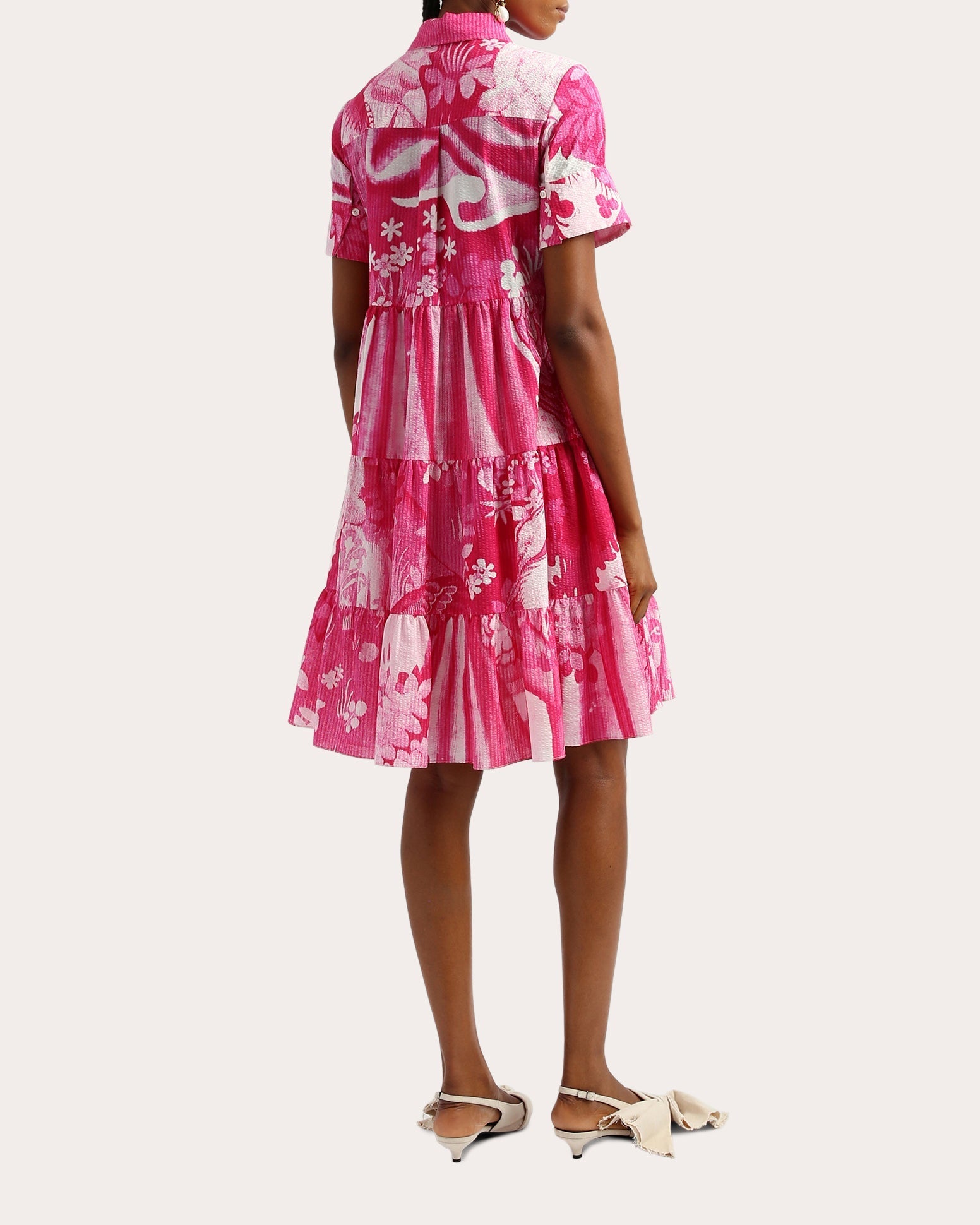 Tiered Floral-Print Cotton-Poplin Mini Dress